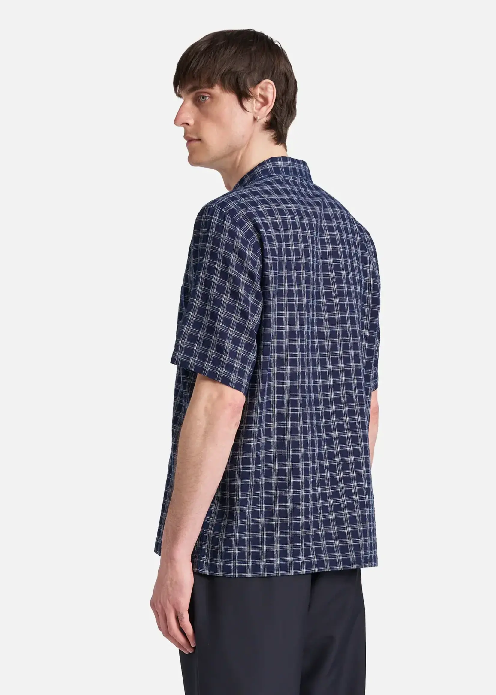 Universal Works Universal Works Sal Check Road Shirt Indigo Cotton S/S