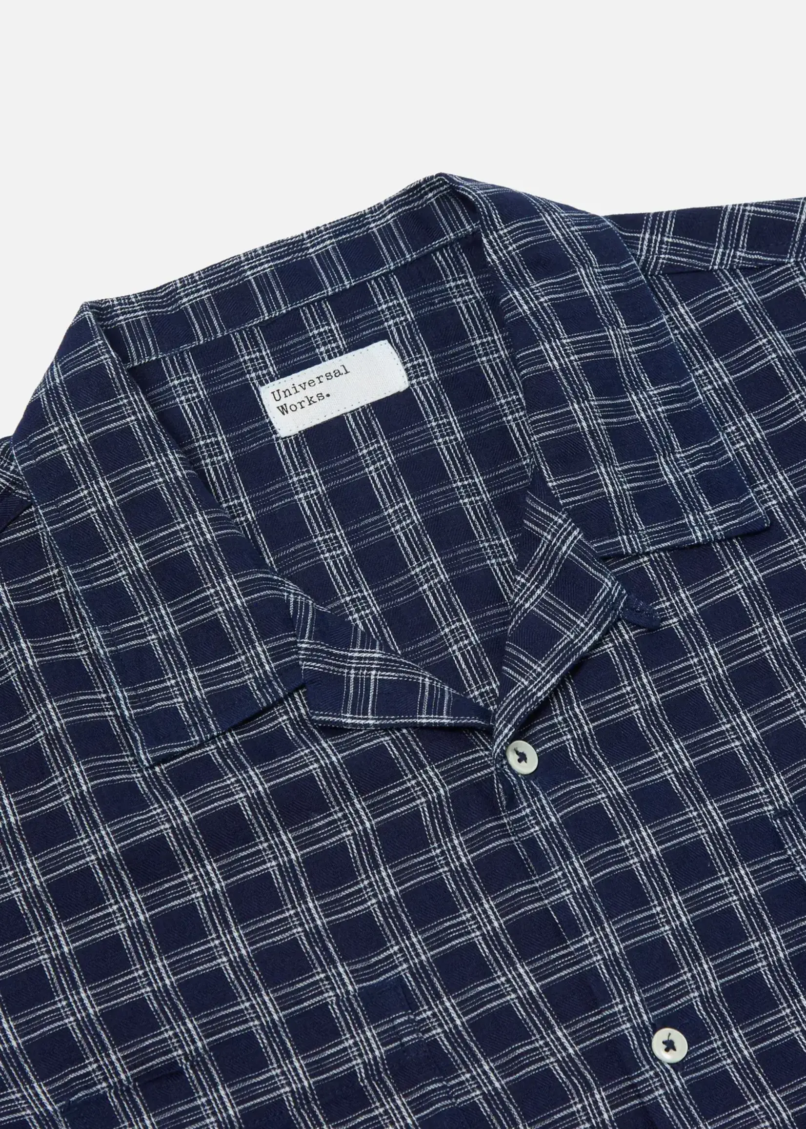 Universal Works Universal Works Sal Check Road Shirt Indigo Cotton S/S