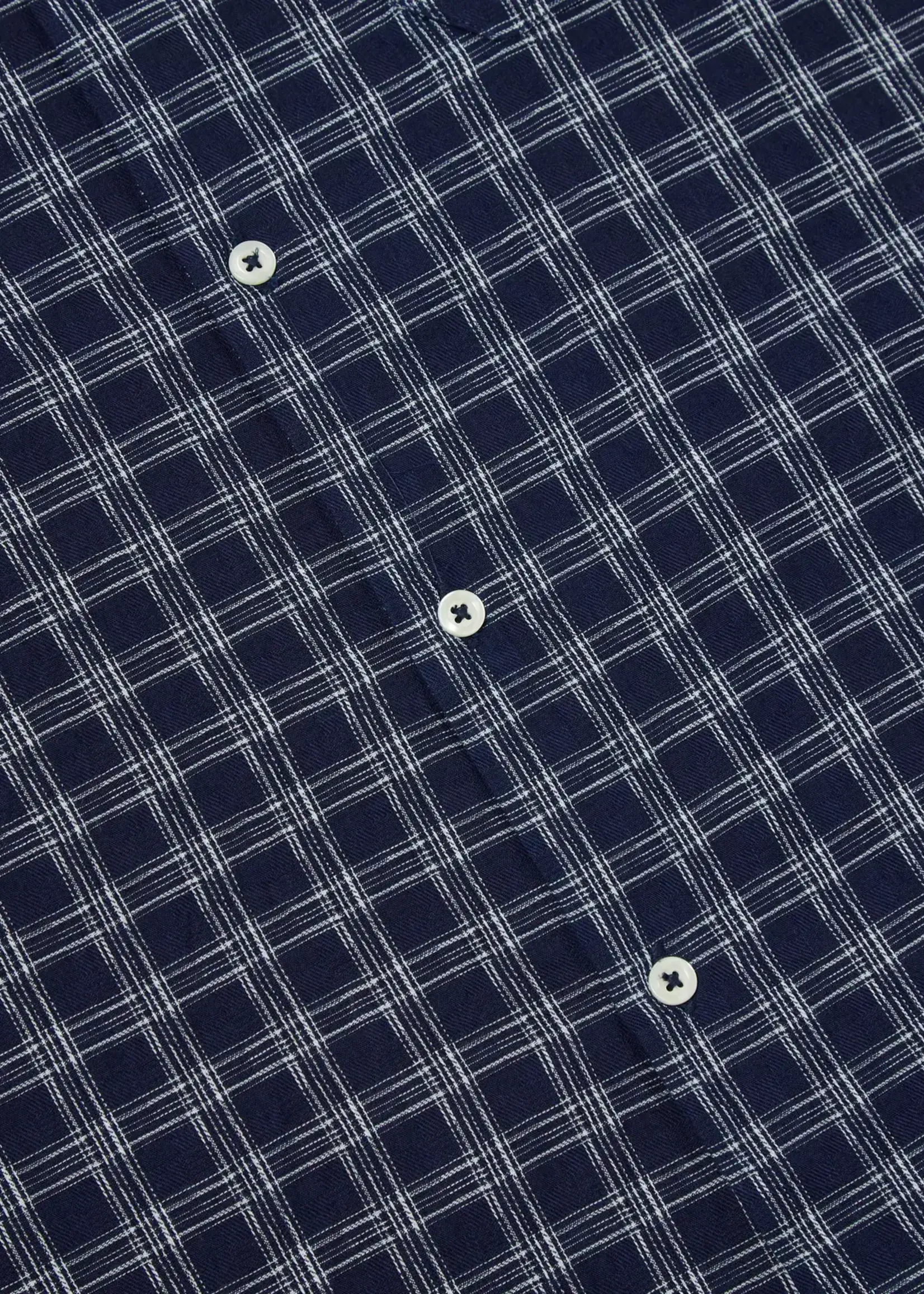 Universal Works Universal Works Sal Check Road Shirt Indigo Cotton S/S