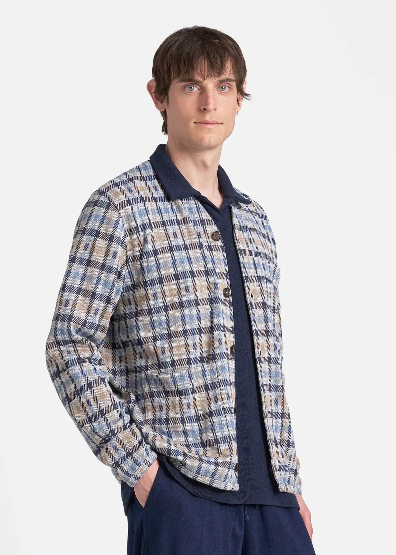 Universal Works Universal Works Summer Check Cardigan Blue / Brown Cotton / Poly
