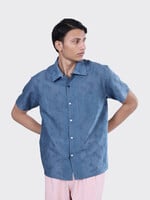 Kardo Kardo Chintan Schiffli Blue Short Sleeve Shirt Cotton