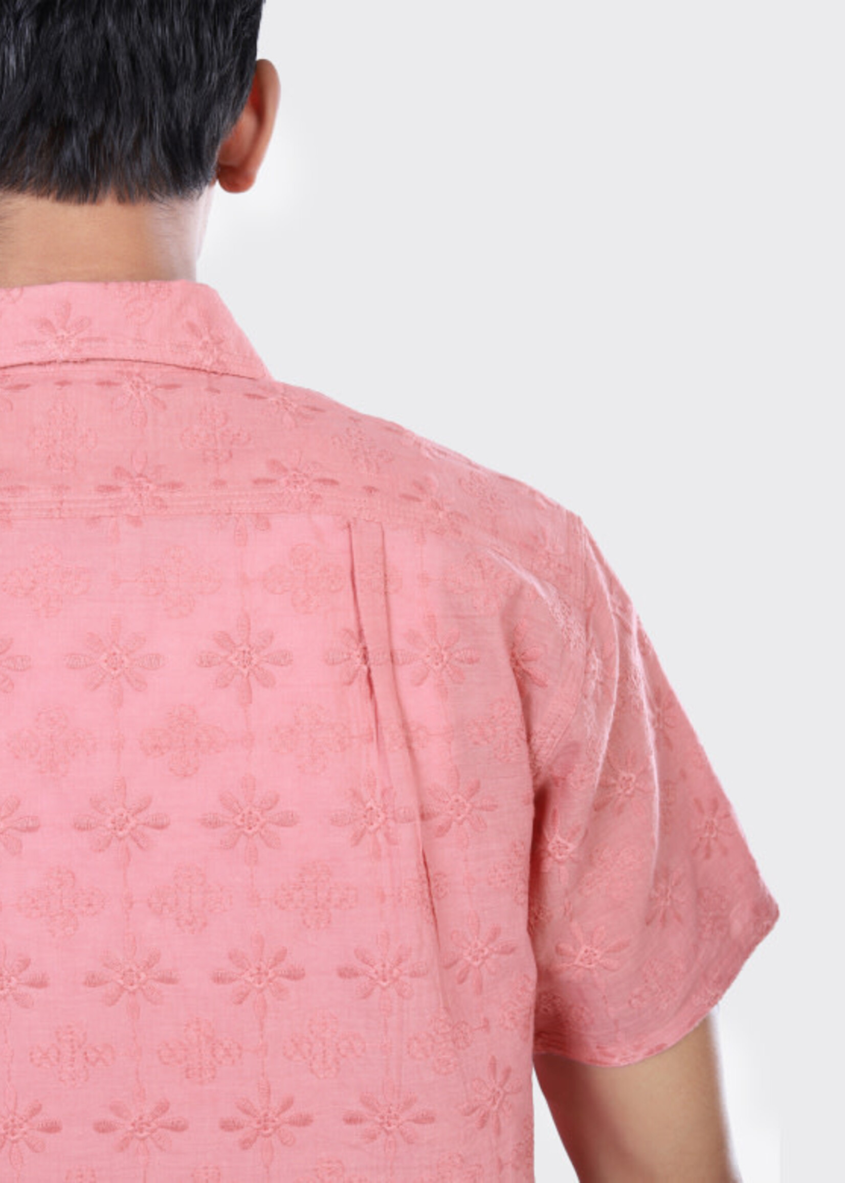 Kardo Kardo Chintan Schiffli Pink Short Sleeve Shirt Cotton