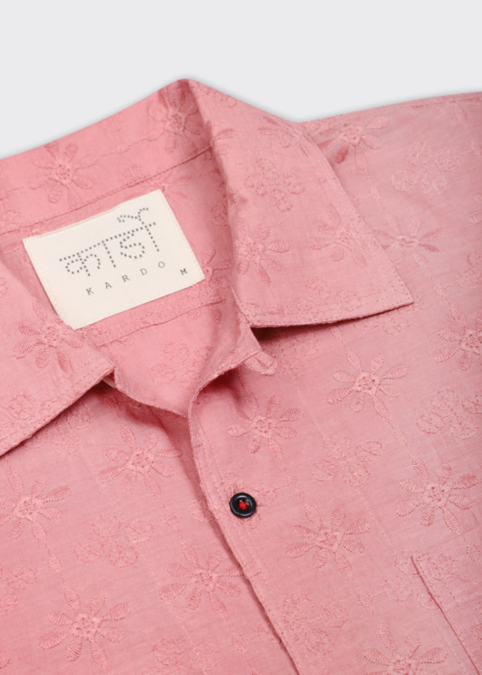 Kardo Kardo Chintan Schiffli Pink Short Sleeve Shirt Cotton