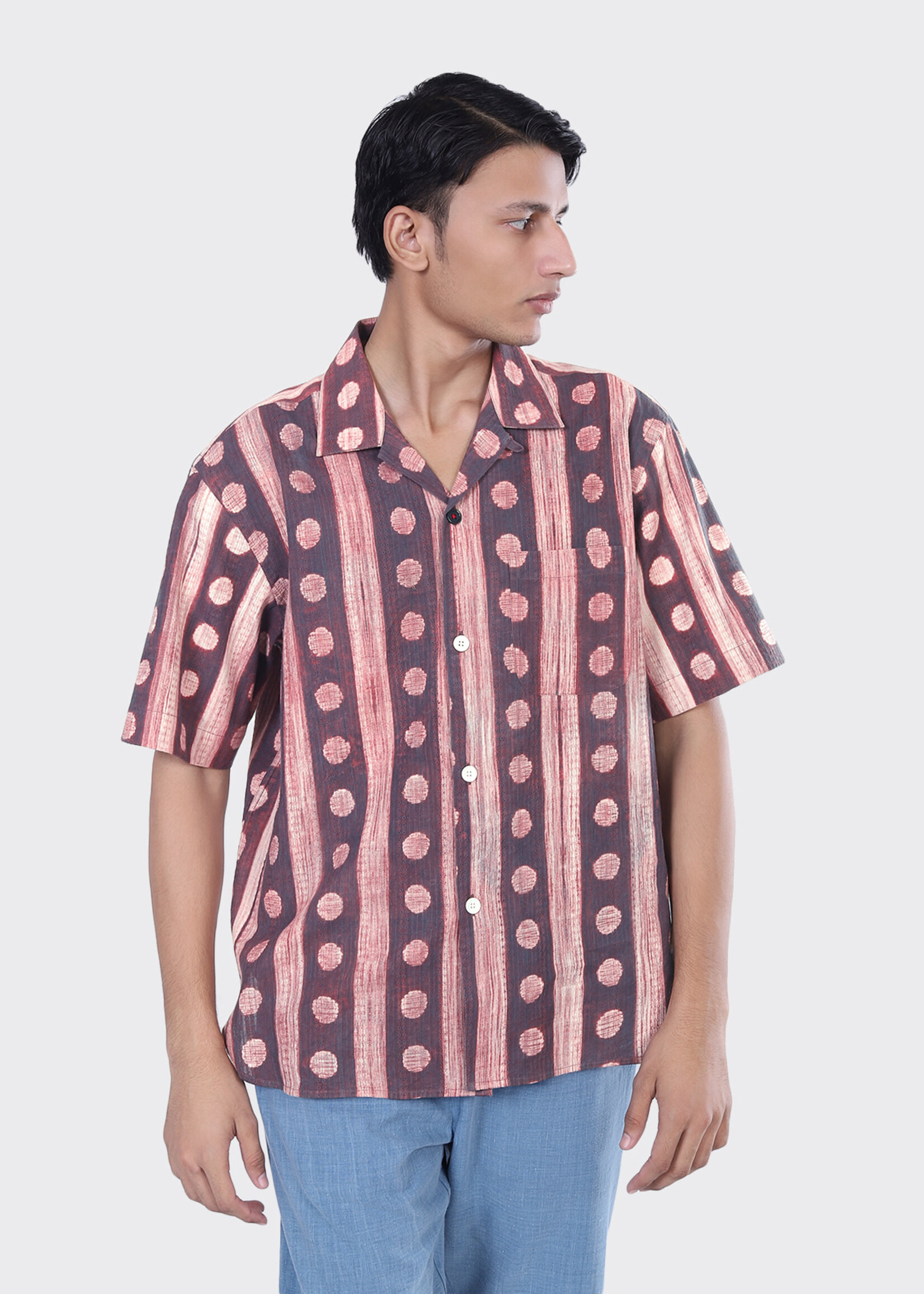 Kardo Kardo Ronen Shibori 15 Wine Short Sleeve Shirt