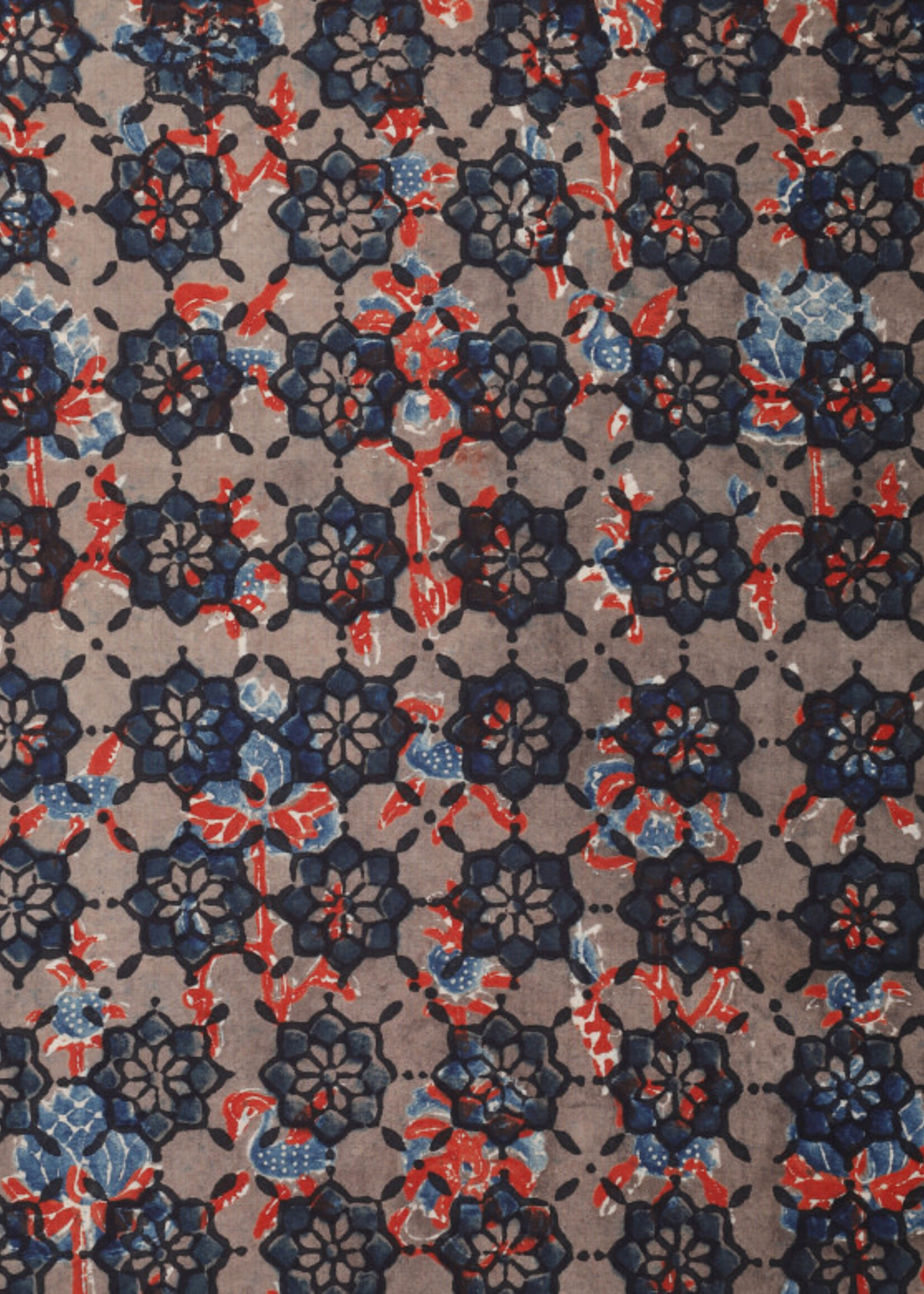 Kardo Kardo Rohit Ajrakh Navy / Tan Block Print Shirt