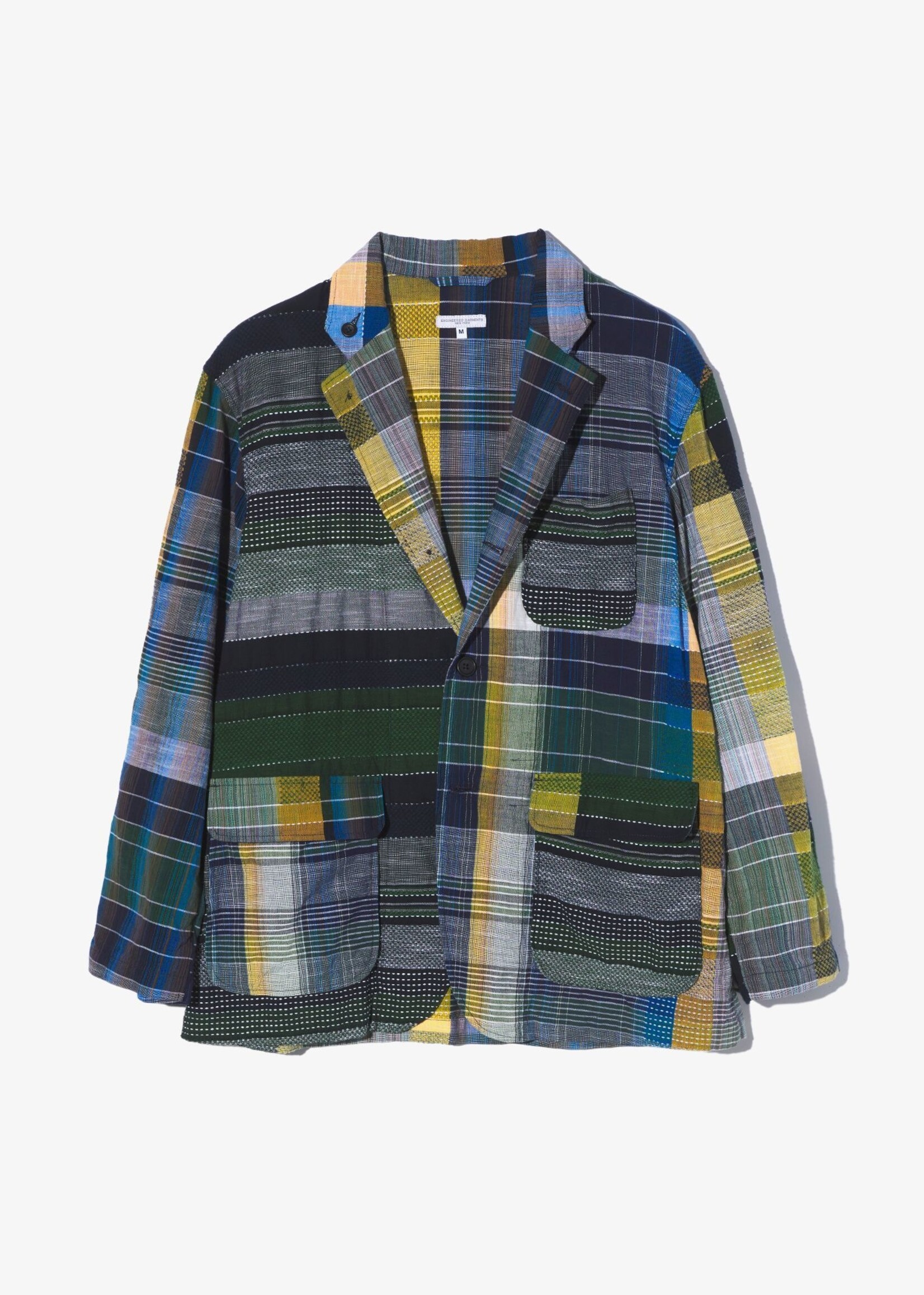 Engineered Garments EG Loiter Jacket Navy Yellow Green Madras