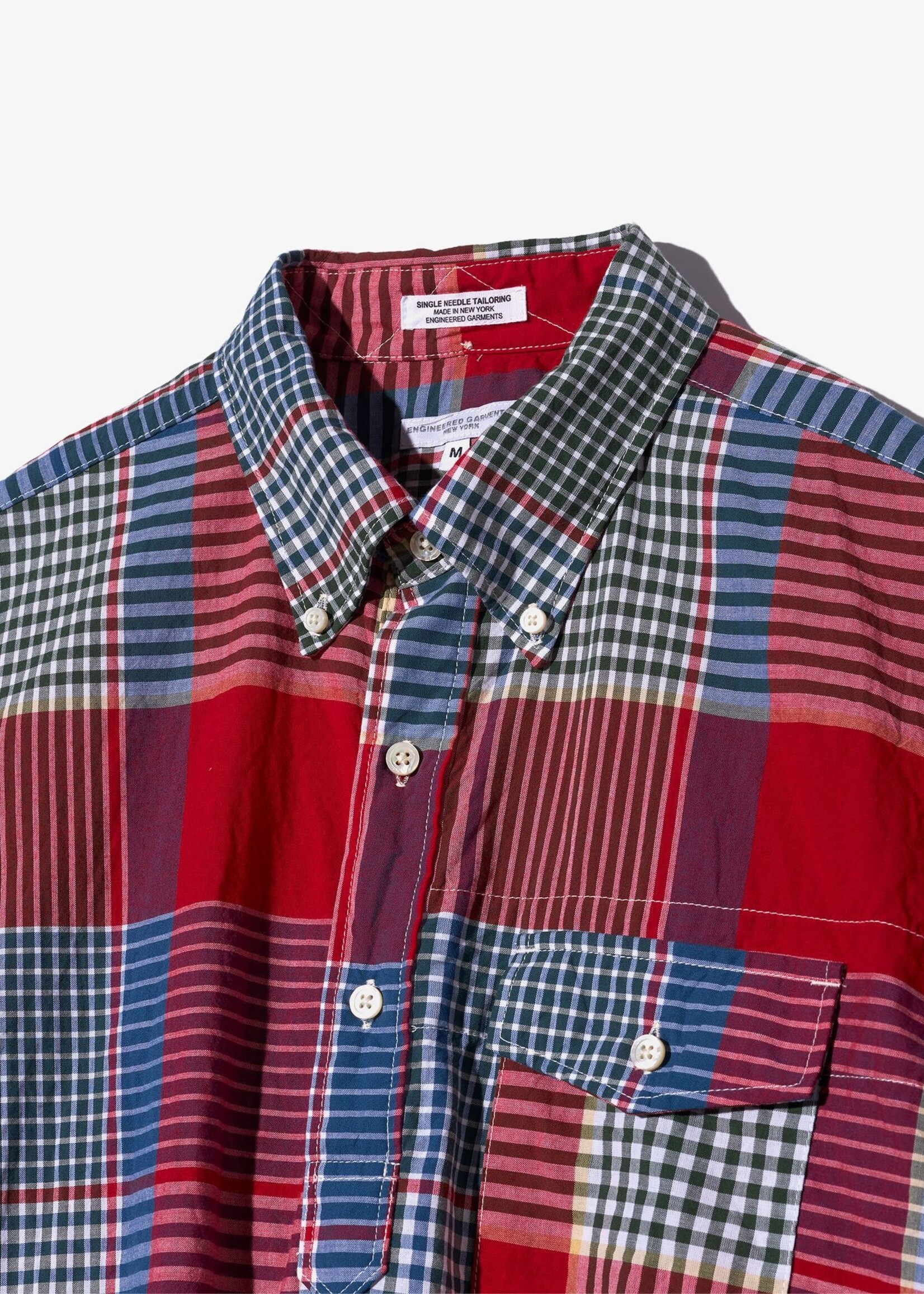 Engineered Garments EG Popover BD Shirt Red Green Big Madras Plaid
