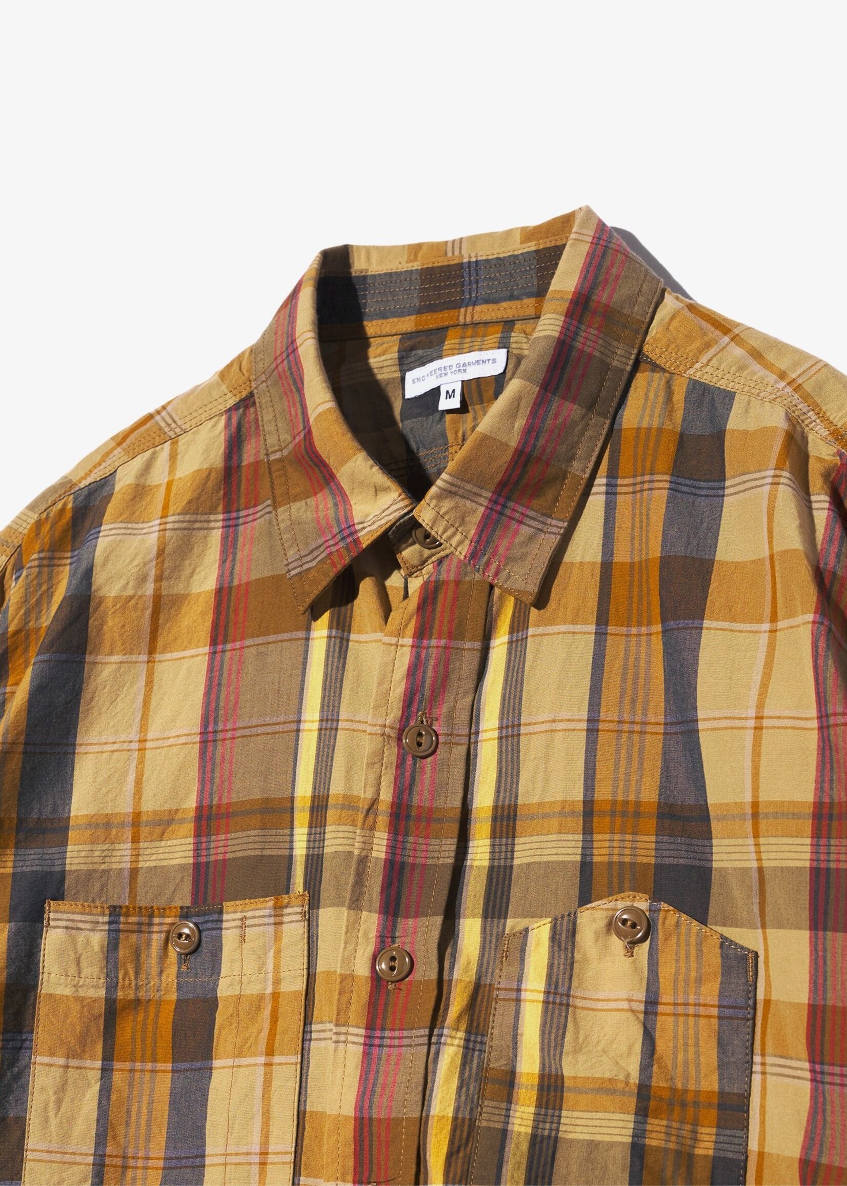 Engineered Garments EG Work Shirt Olive Cotton Madras Plaid