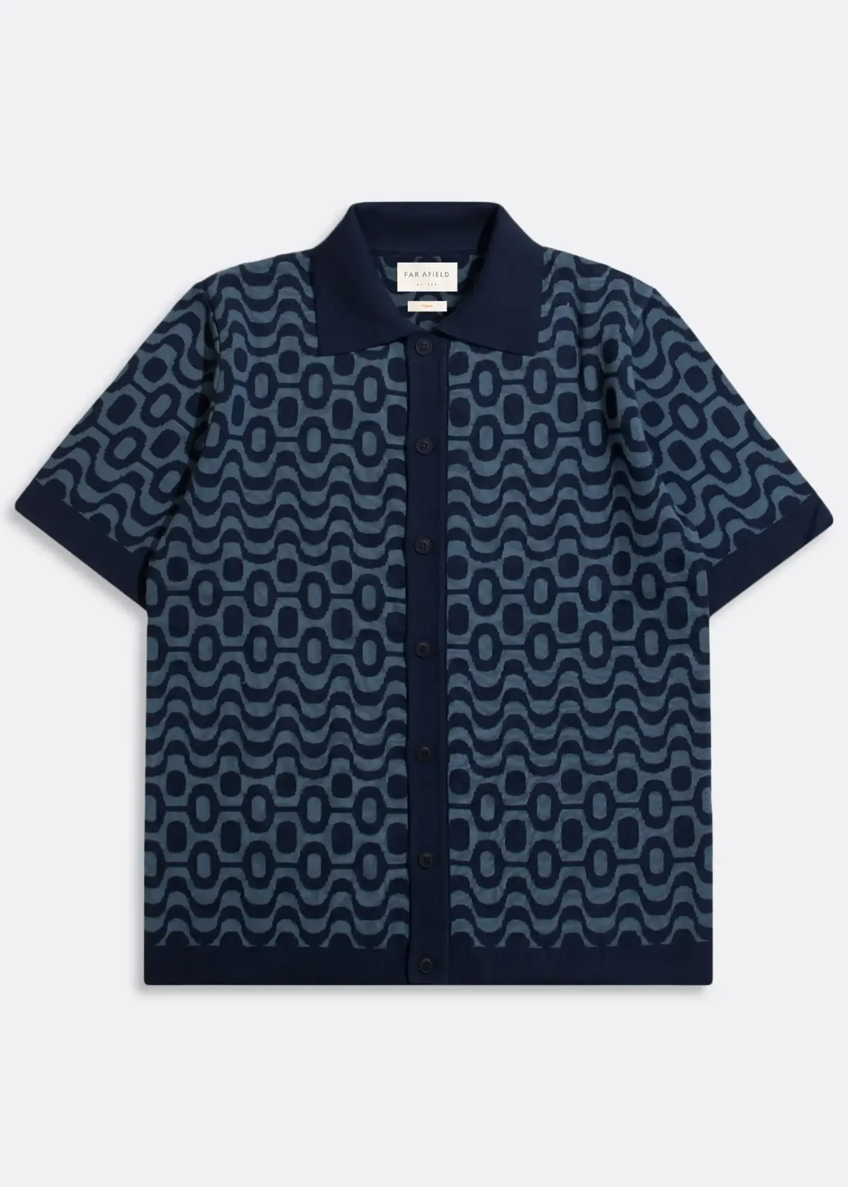 Far Afield Far Afield Zigger Cotton Cardigan Copa Navy Iris Blue