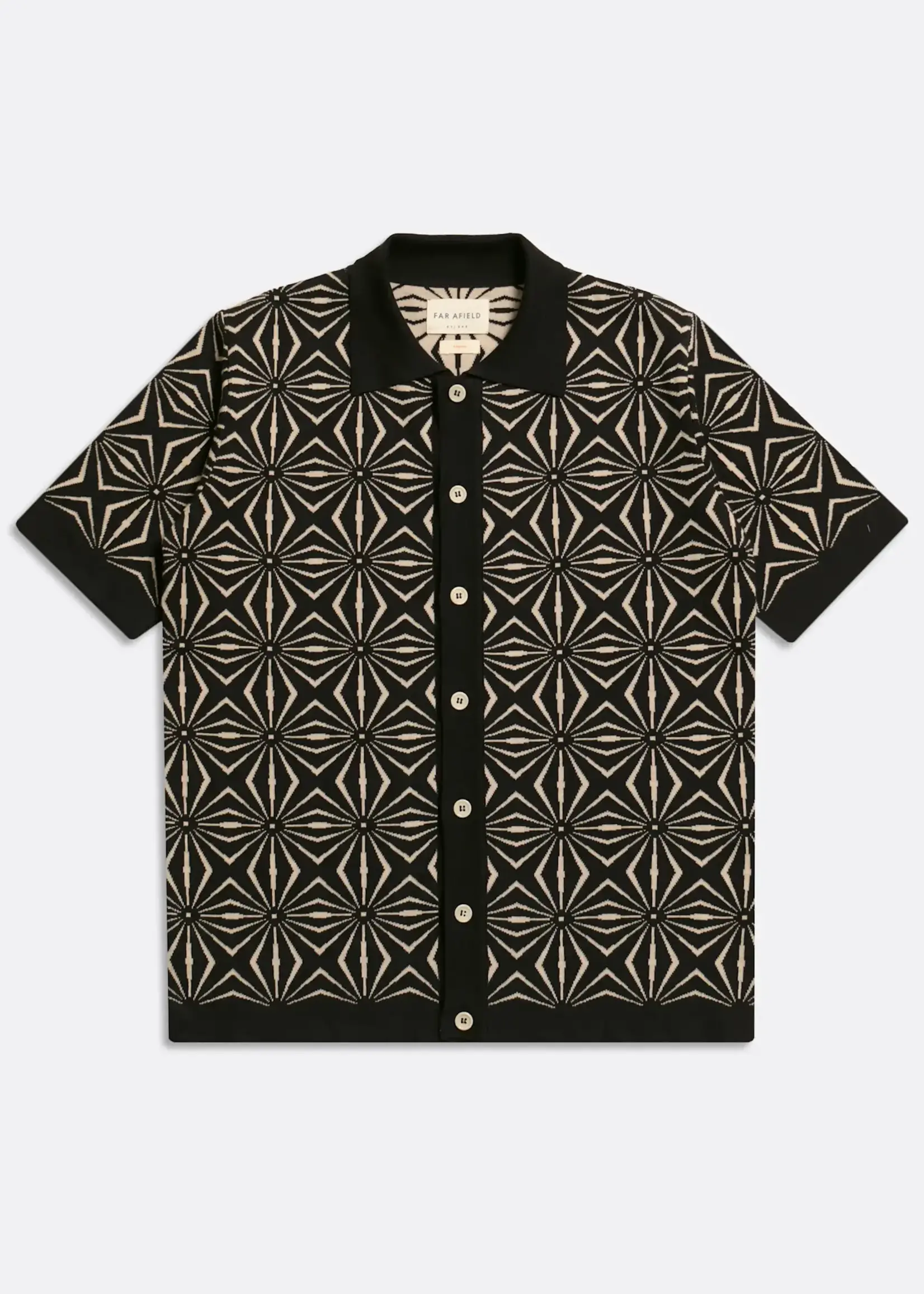 Far Afield Far Afield Zigger Cotton SS Cardigan Tenteo Meteorite Black