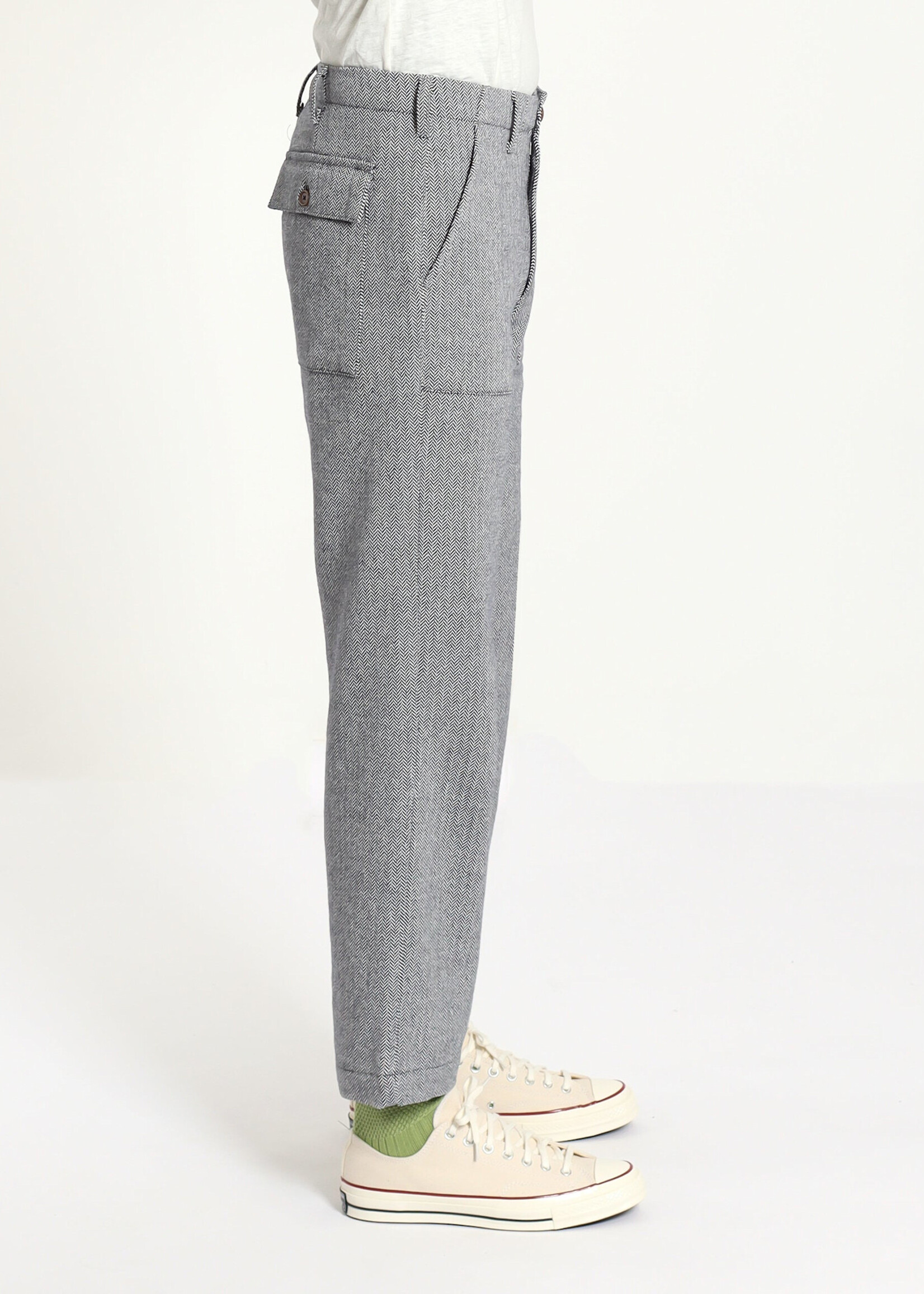 Far Afield Far Afield Coup Brushed Herringbone Blue  Cotton  Poly Trouser