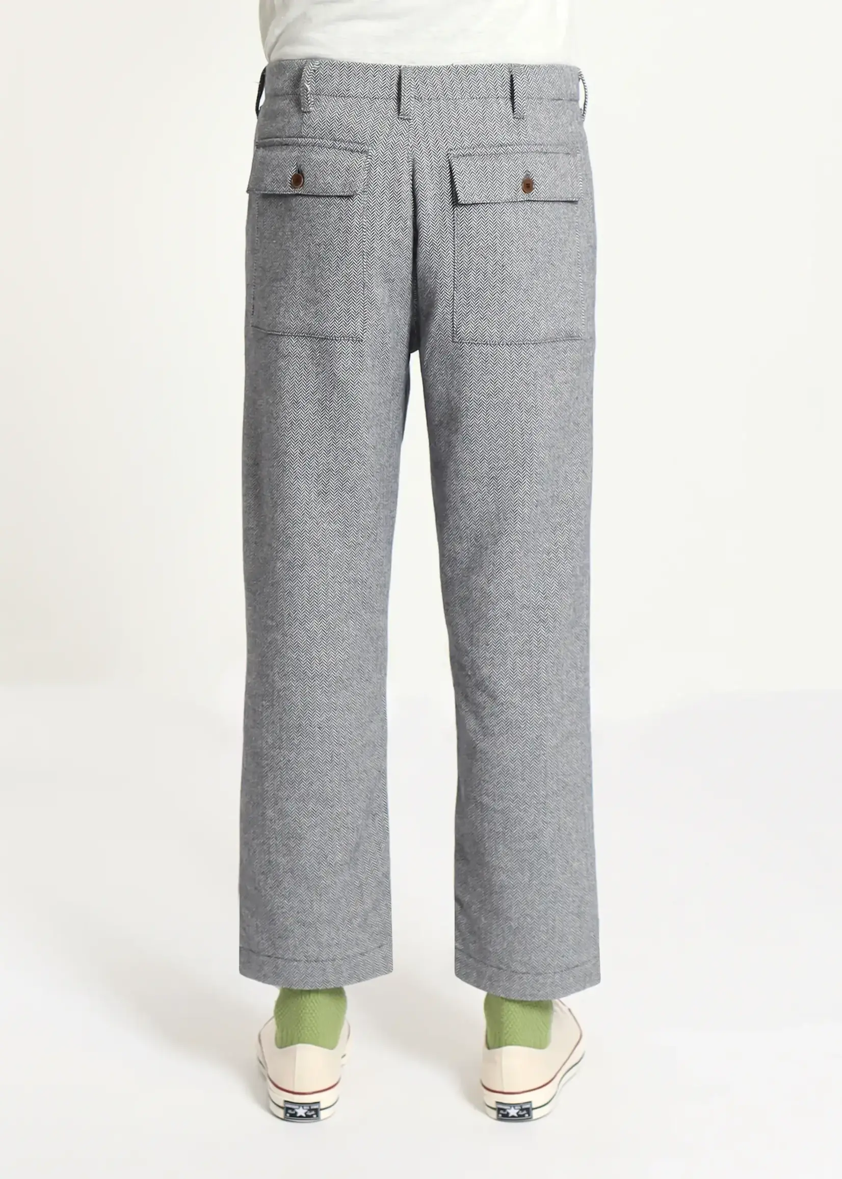 Far Afield Far Afield Coup Brushed Herringbone Blue  Cotton  Poly Trouser