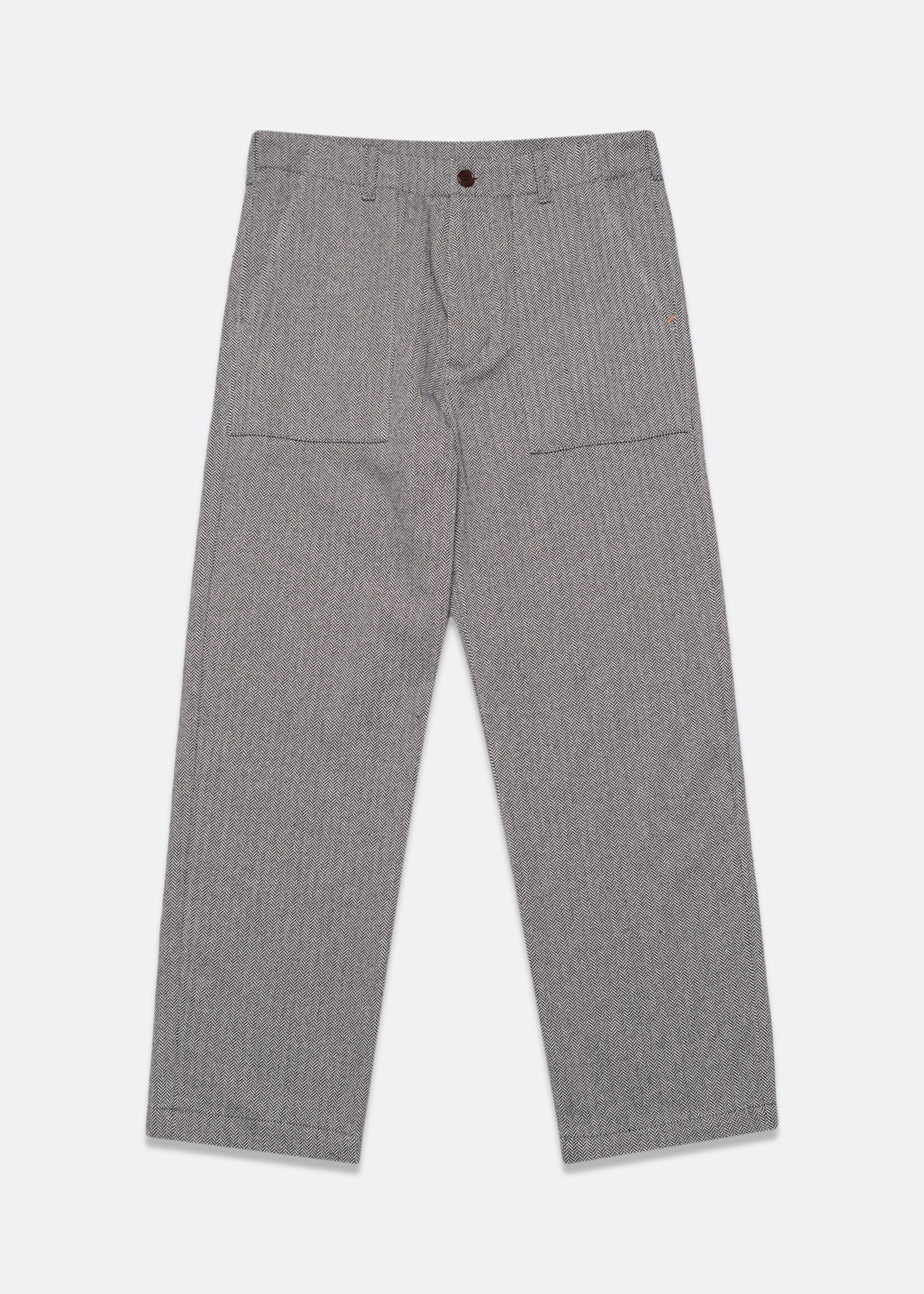Far Afield Far Afield Coup Brushed Herringbone Blue  Cotton  Poly Trouser