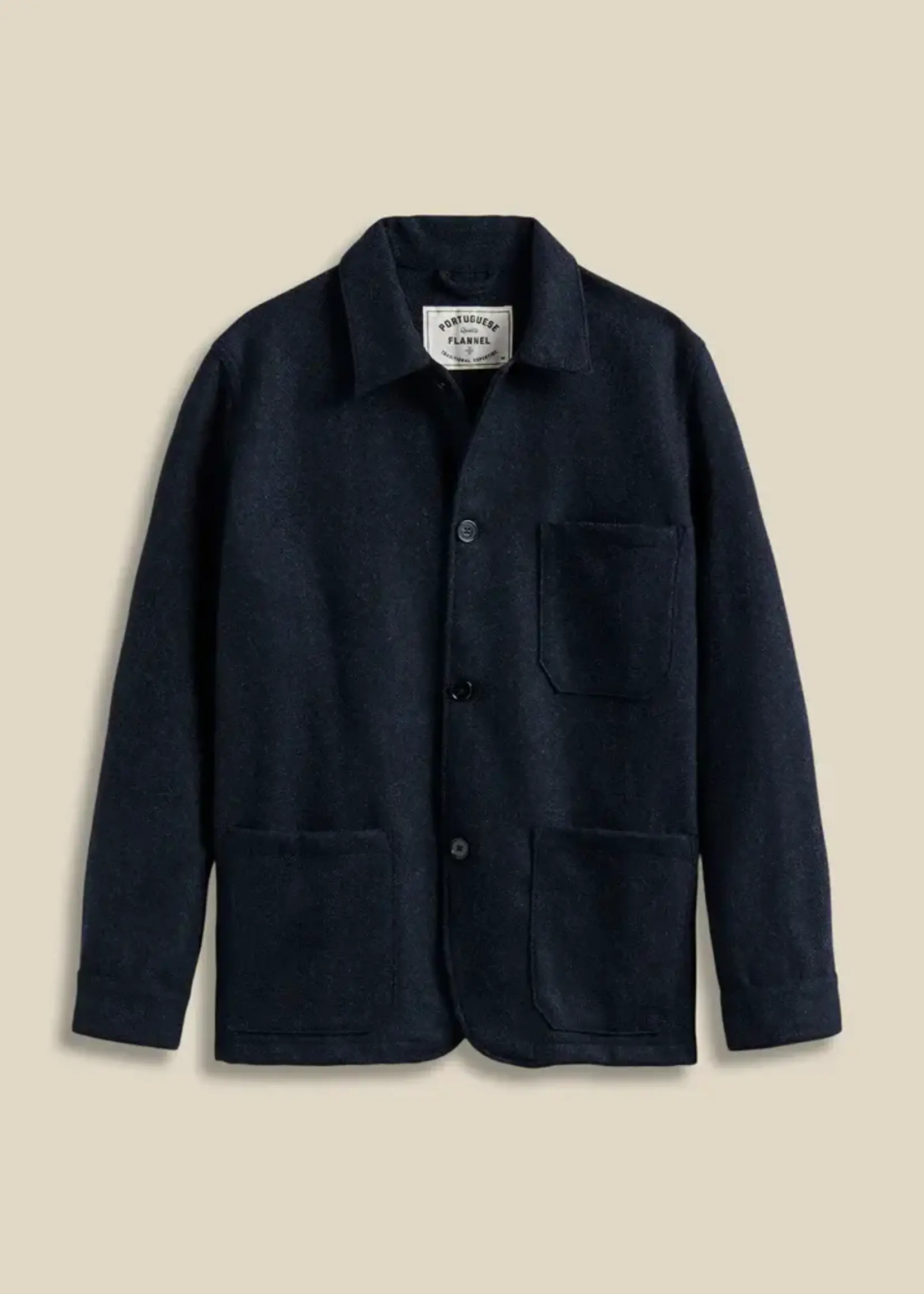 Portuguese Flannel Portuguese Flannel Labura Navy Herringbone Jacket