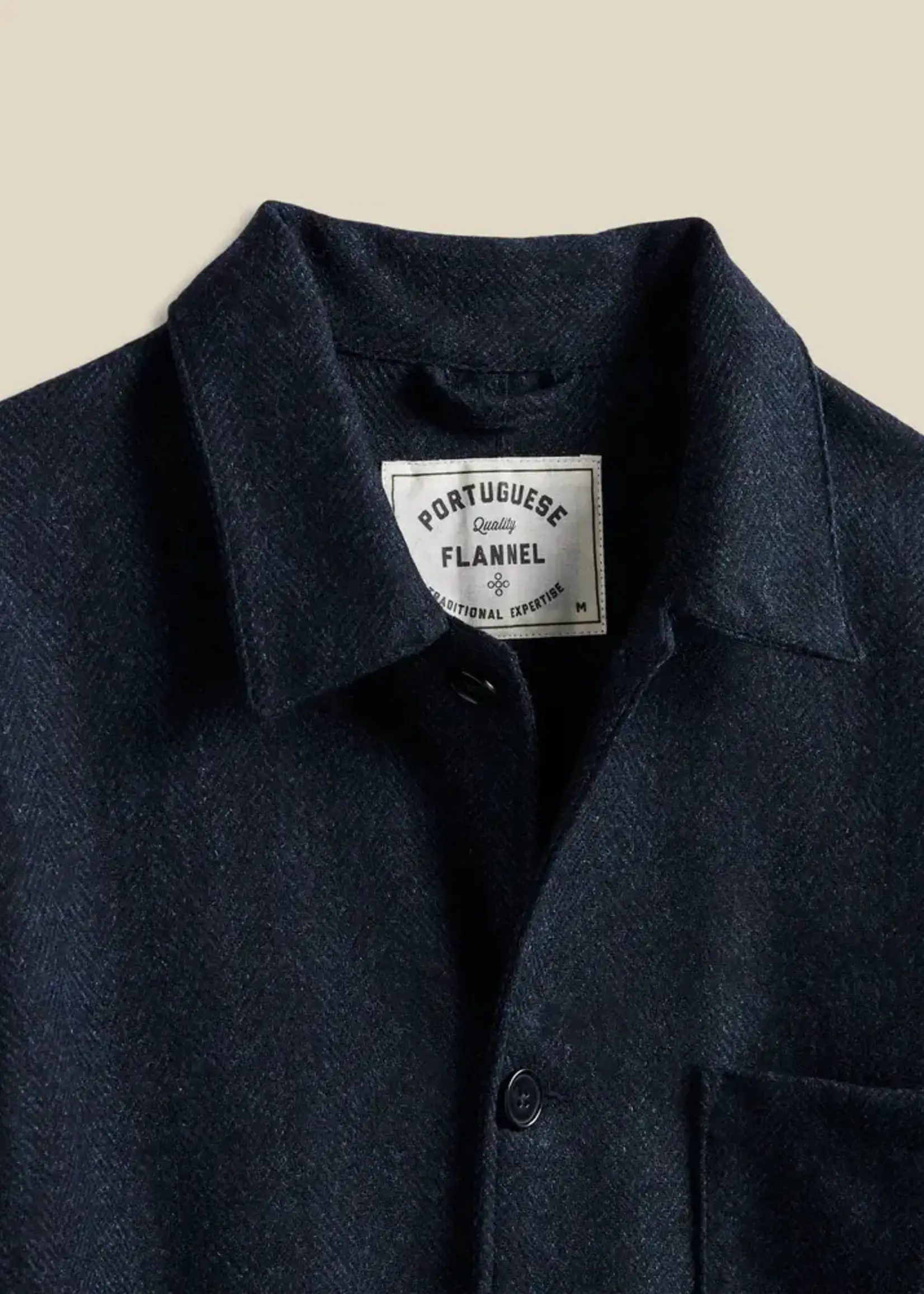 Portuguese Flannel Portuguese Flannel Labura Navy Herringbone Jacket