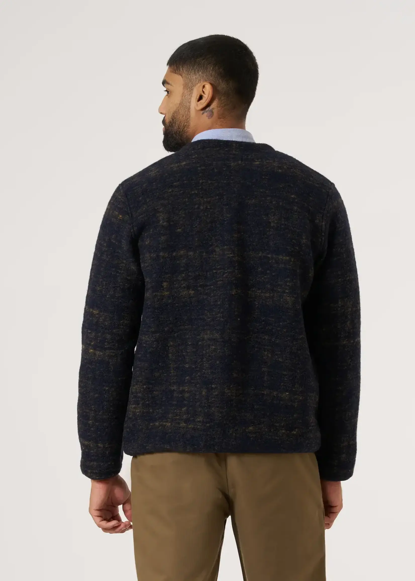 Universal Works Universal Works Cardigan Navy Marble Fleece
