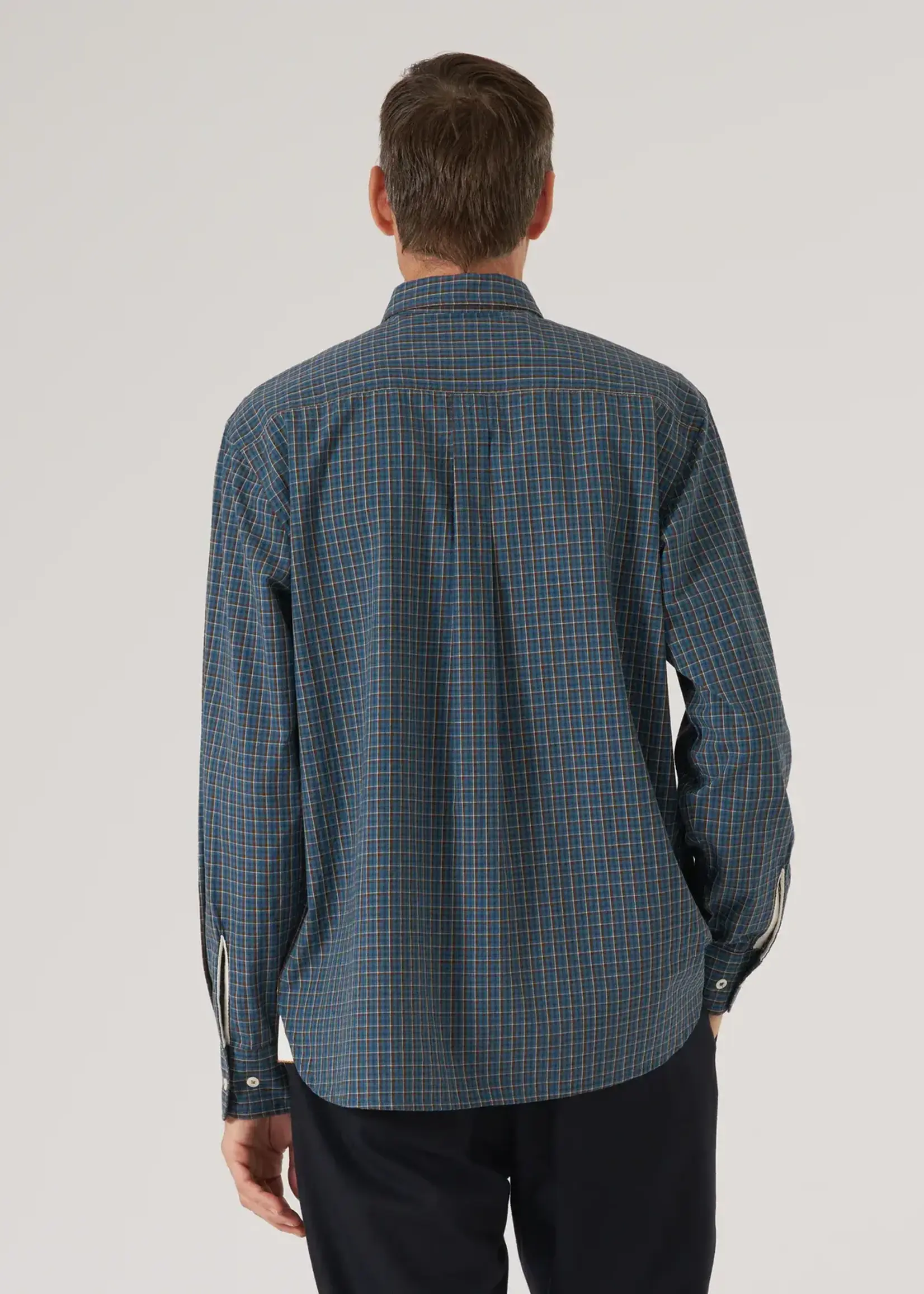 Universal Works Universal Works Lazy Day Shirt Blue Shiro Check Cotton