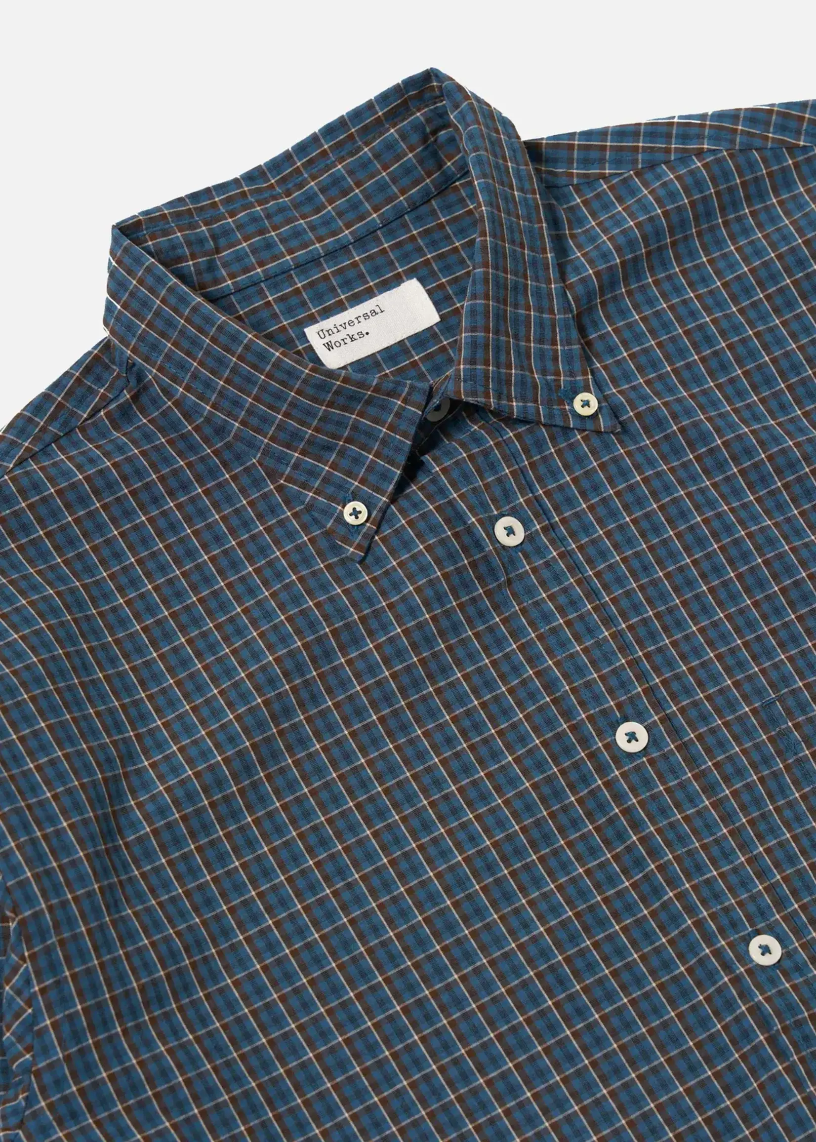 Universal Works Universal Works Lazy Day Shirt Blue Shiro Check Cotton