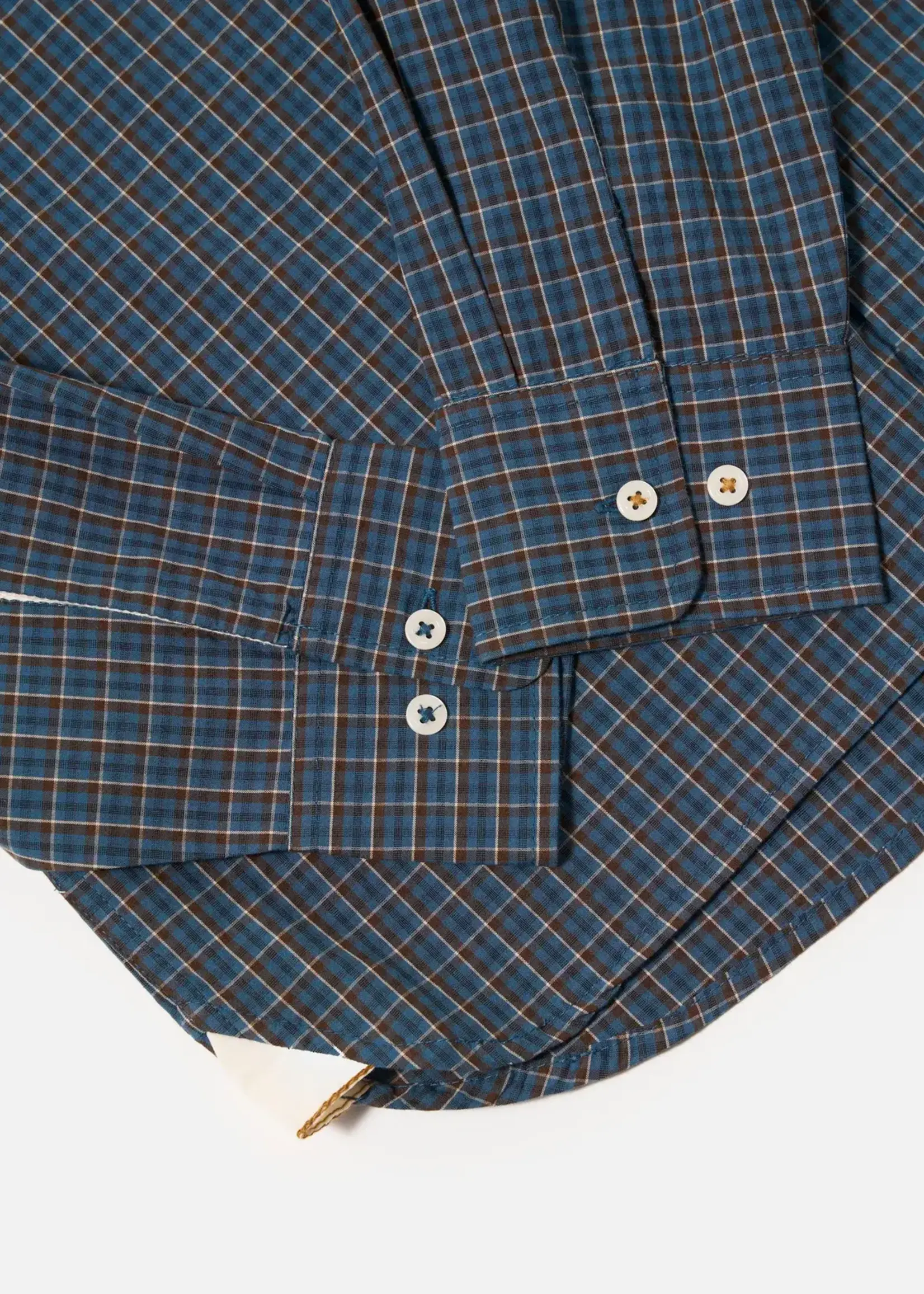 Universal Works Universal Works Lazy Day Shirt Blue Shiro Check Cotton