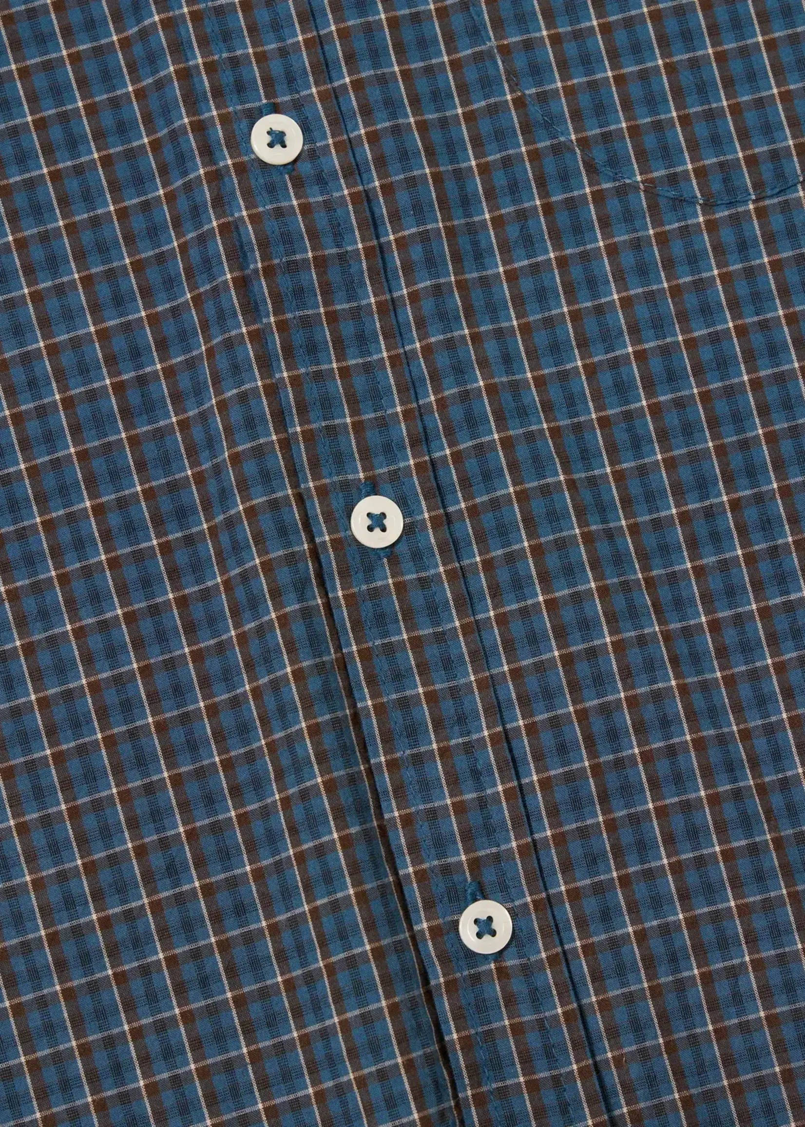 Universal Works Universal Works Lazy Day Shirt Blue Shiro Check Cotton