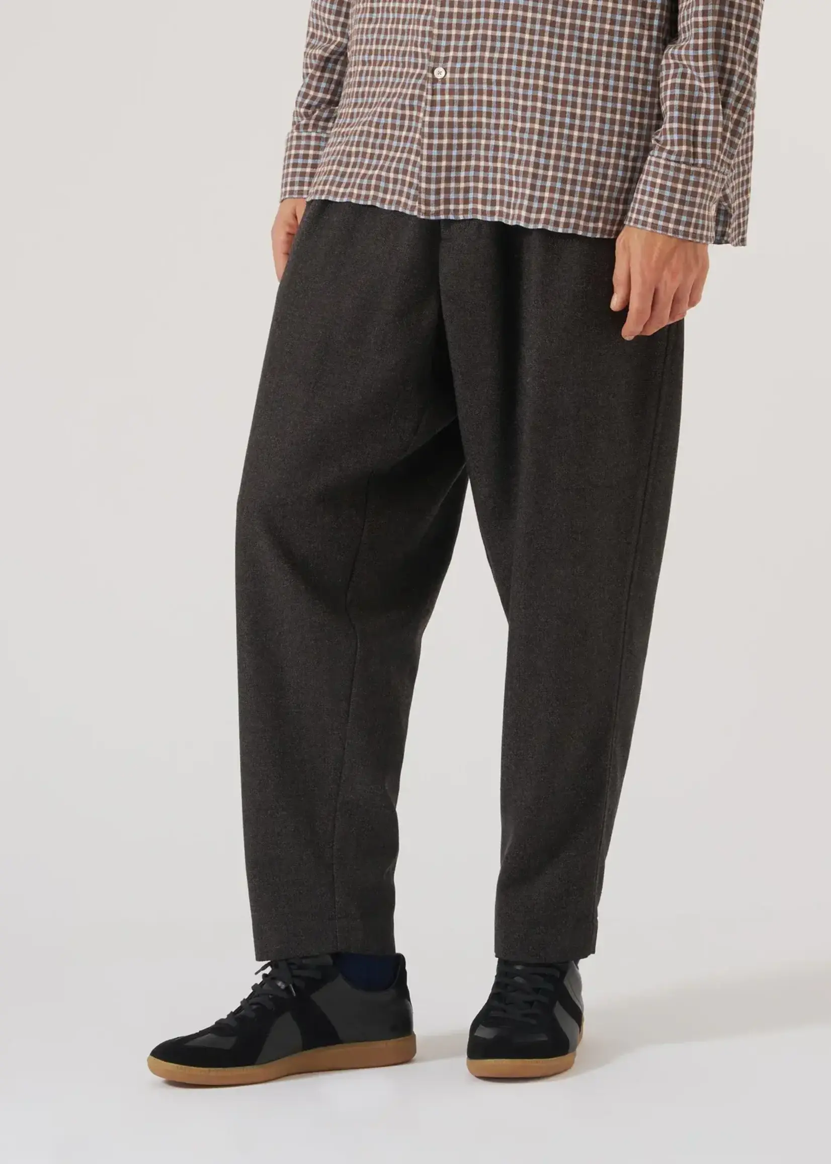 Universal Works Universal Works Pleated Track Pant Brown Upcycled Italiian Tweed