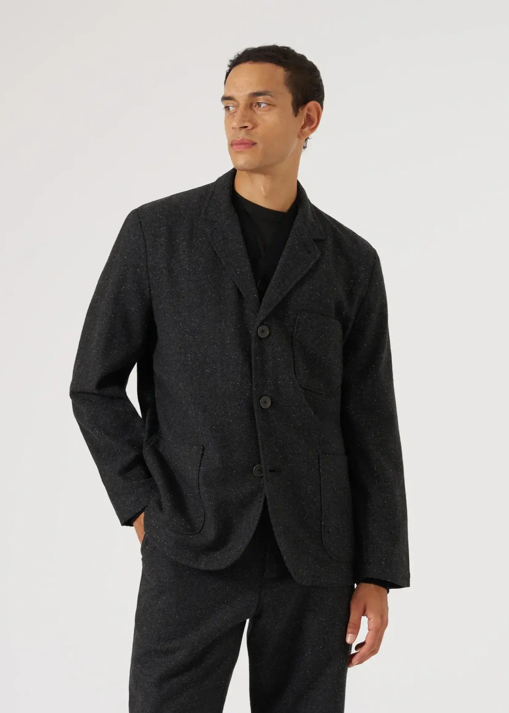 Universal Works Universal Works Three Button Jacket Black Salt And Pepper Tweed