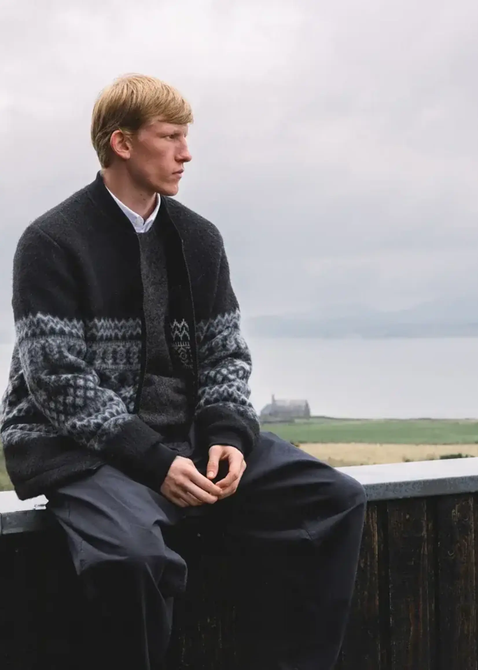 Kestin Kestin Dreghorn Black Fairisle Band Fleece )