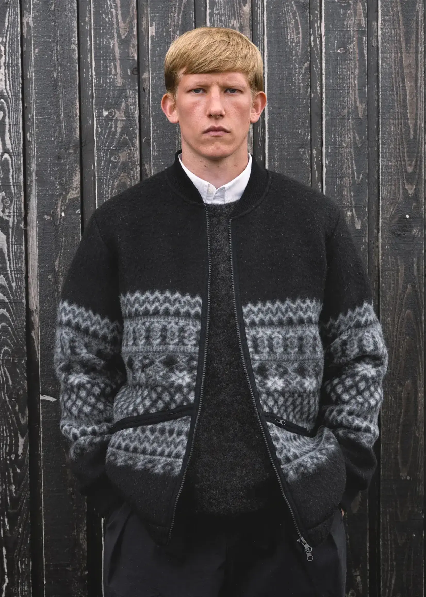 Kestin Kestin Dreghorn Black Fairisle Band Fleece )