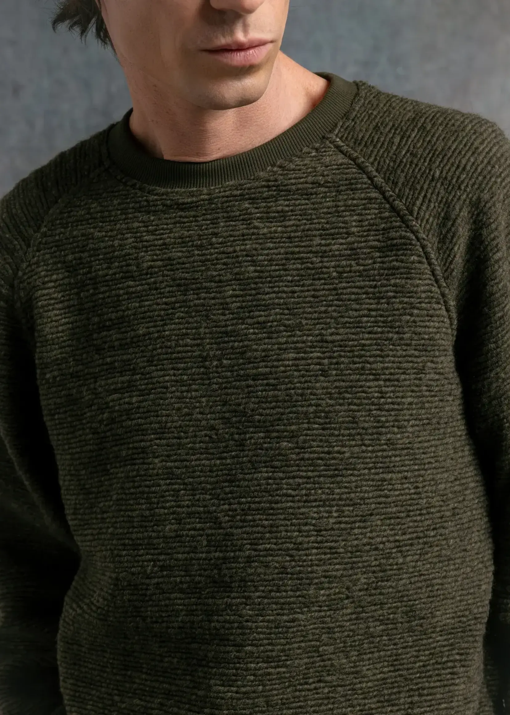 Kestin Kestin Junction Crew Olive Ribbed Fleece Sweater