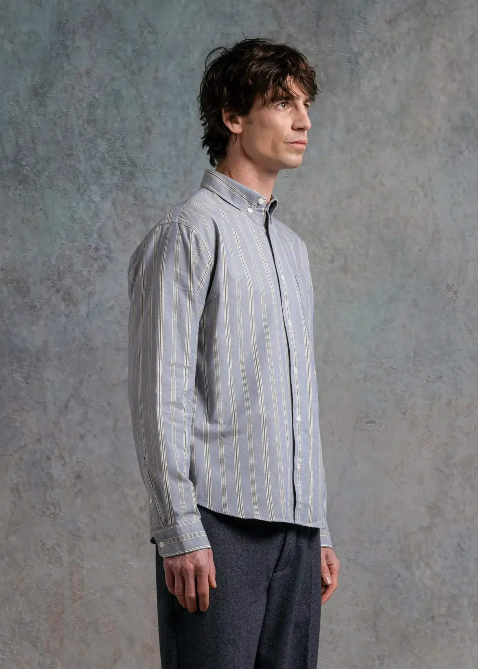 Kestin Kestin Raeburn Blue BD Wide Stripe Sports Shirt