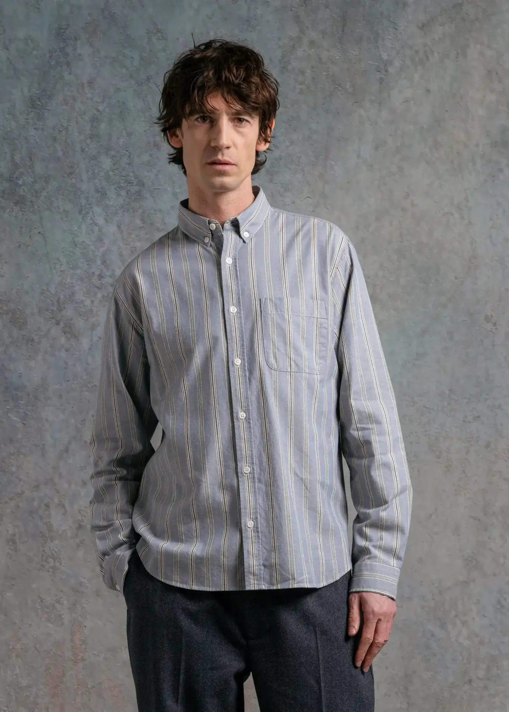Kestin Kestin Raeburn Blue BD Wide Stripe Sports Shirt