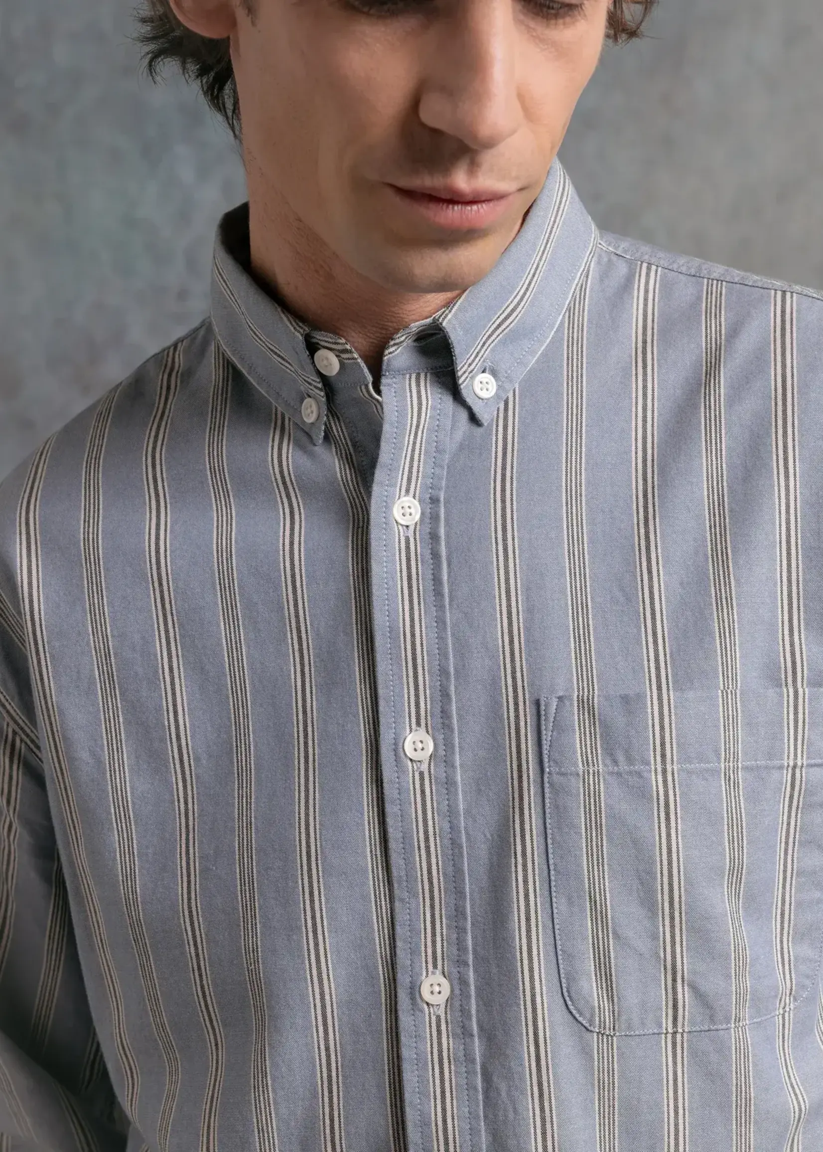 Kestin Kestin Raeburn Blue BD Wide Stripe Sports Shirt