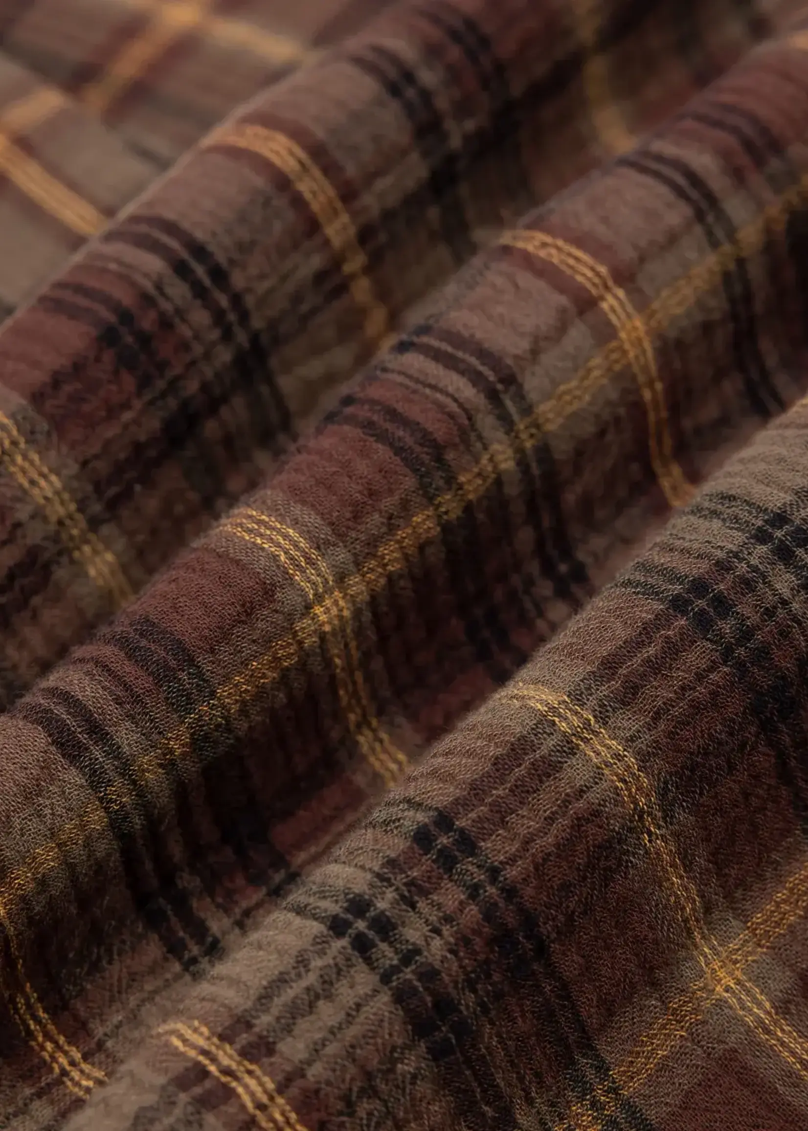 Kestin Kestin Raeburn Brown BD Seersucker Overcheck Sports Shirt