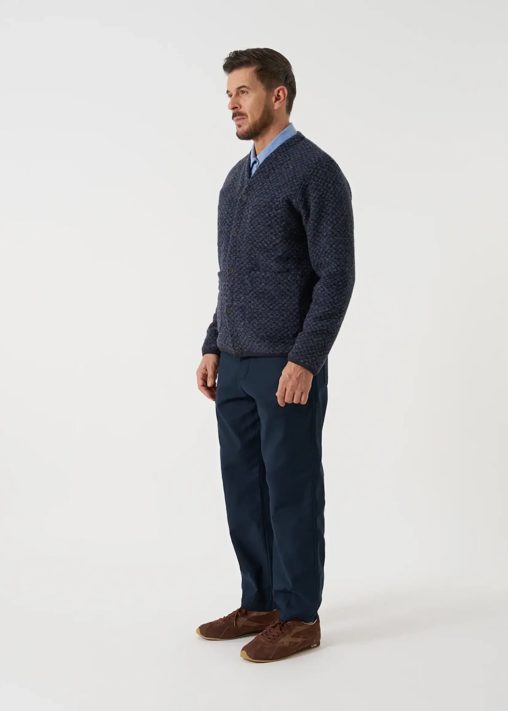 Universal Works Universal Works Cardigan Charcoal Diamond Fleece