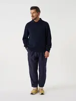 Universal Works Universal Works Curtis Wild Navy Wool Shetland Polo Sweater
