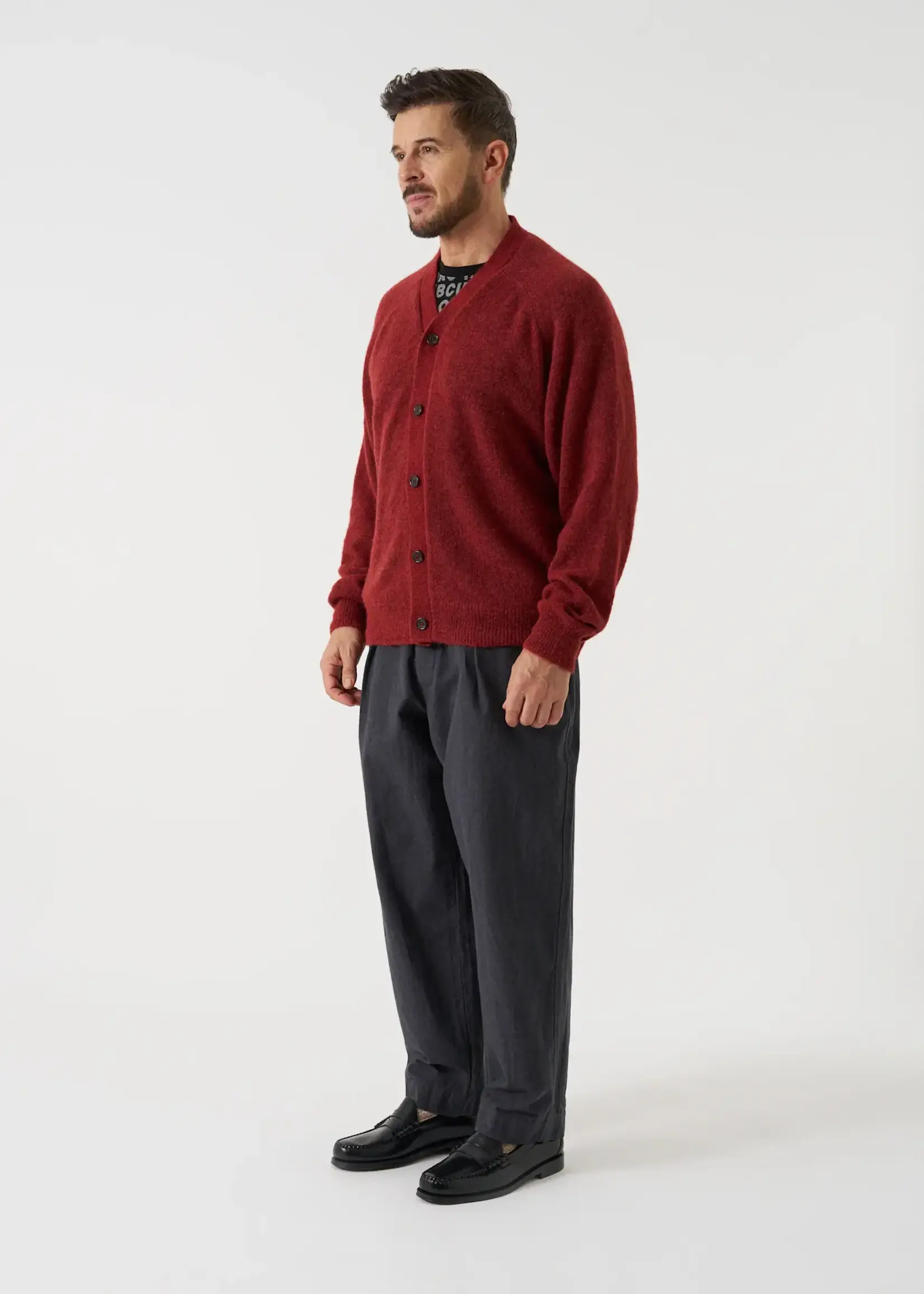 Universal Works Universal Works David Cardigan Deep Orange Alpaca Wool