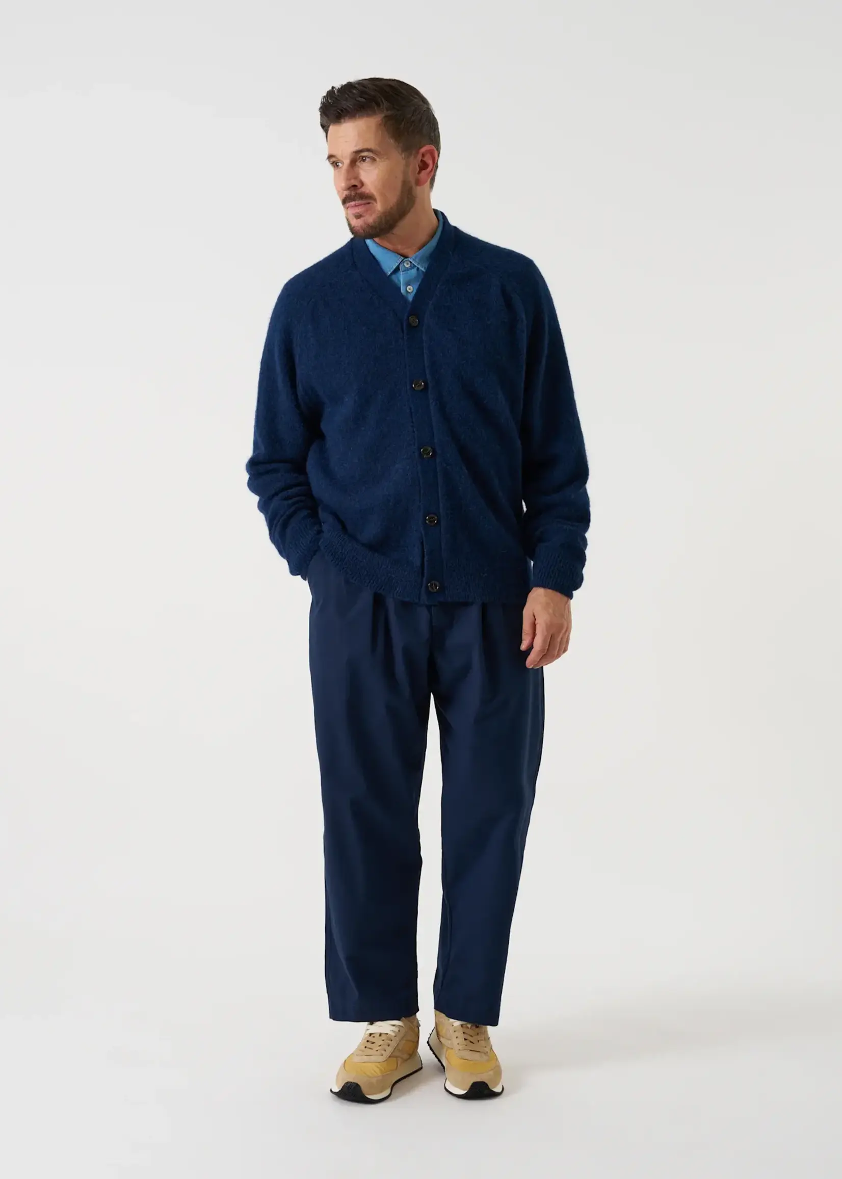 Universal Works Universal Works David Cardigan Navy Alpaca Wool