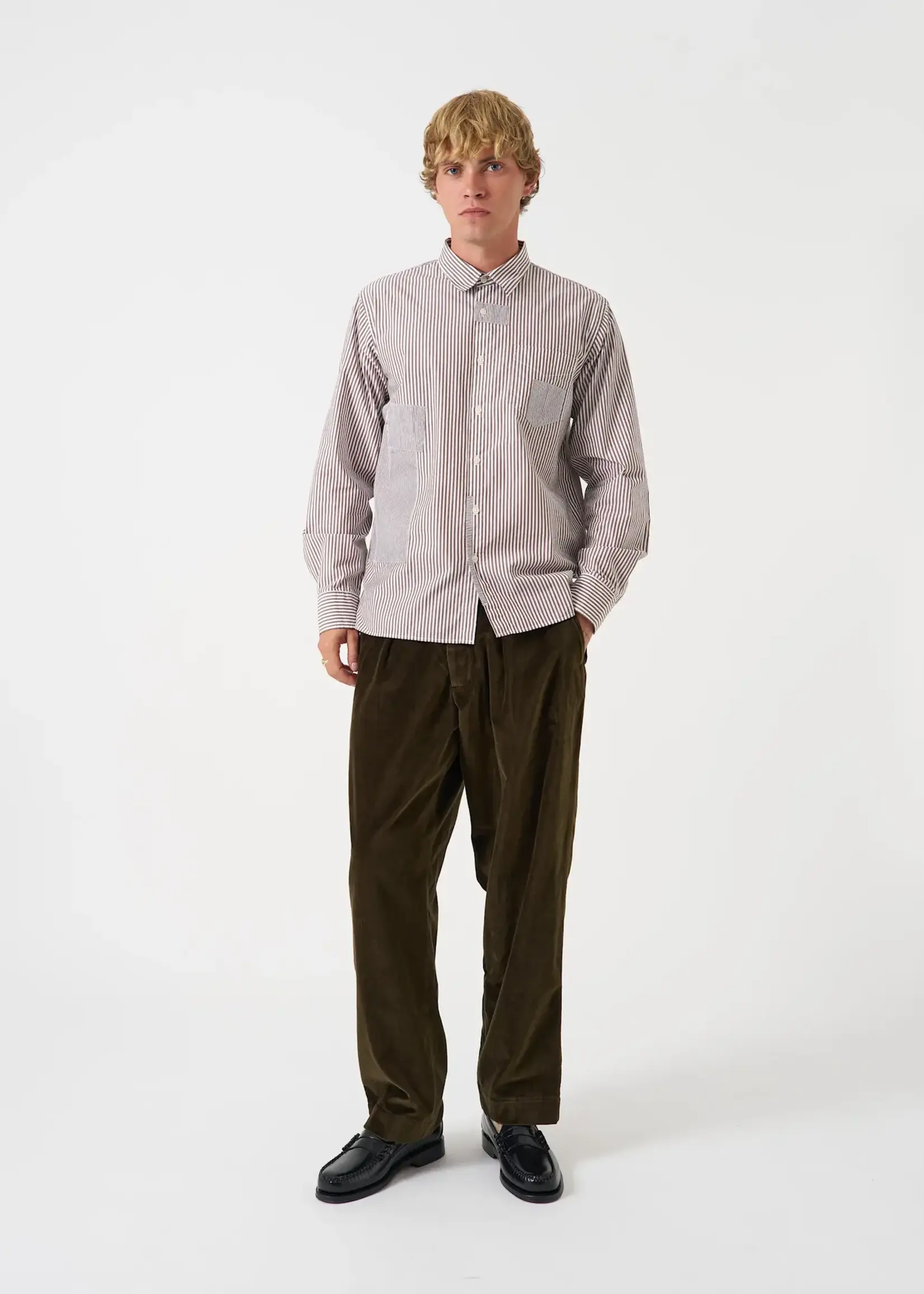 Universal Works Universal Works Patched Shirt Brown Queens Cotton