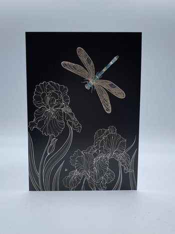 Carte de Souhait Jewels Dragonfly and Flowers Bug Art M153