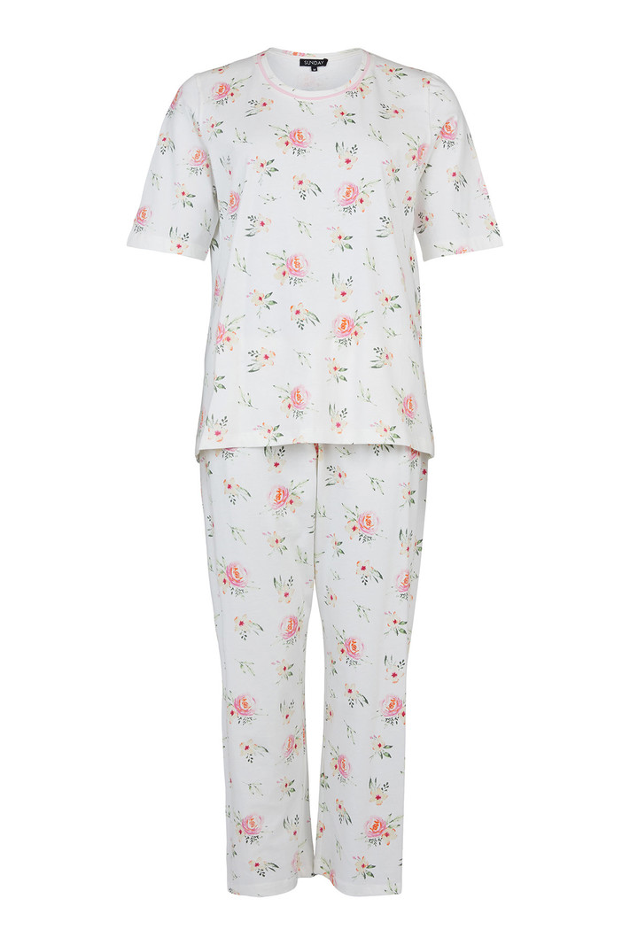 Sunday Pyjama 2pcs Capri/T-shirt Imprimé Floral Sunday 6088
