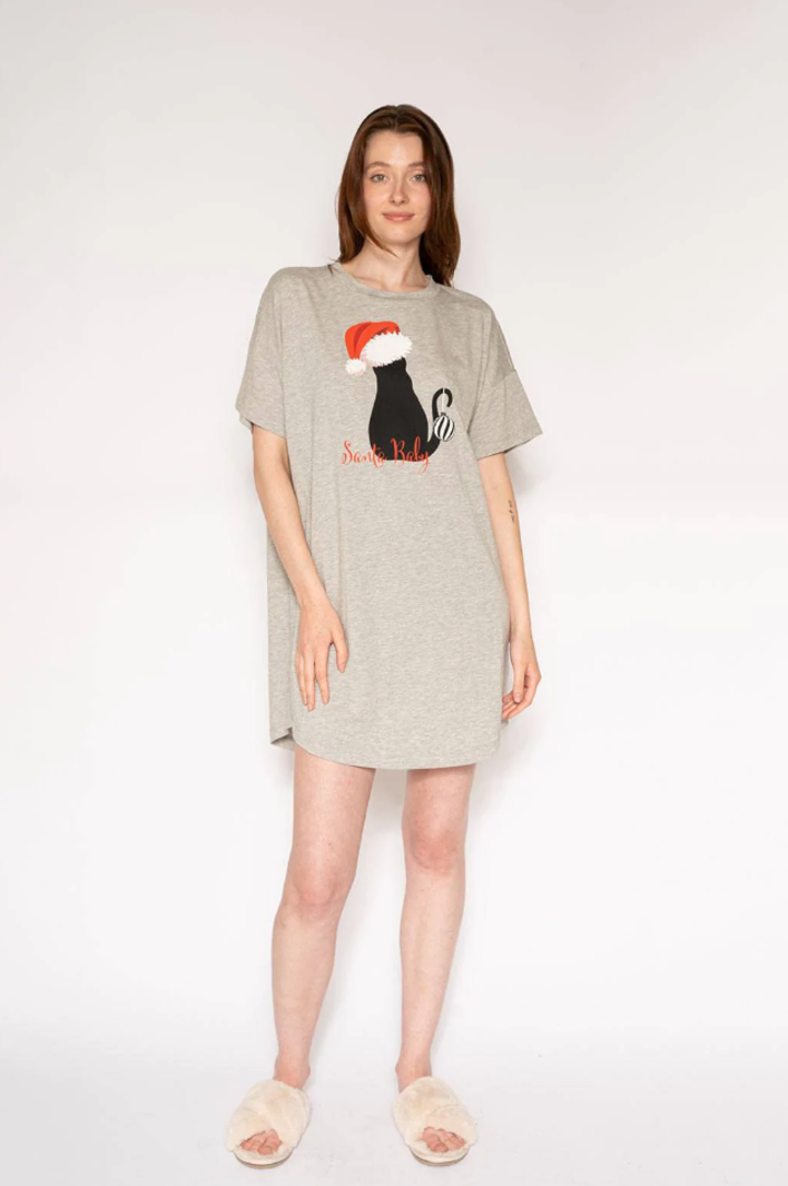LATTELOVE Robe de Nuit T-shirt Santa Baby LATTELOVE