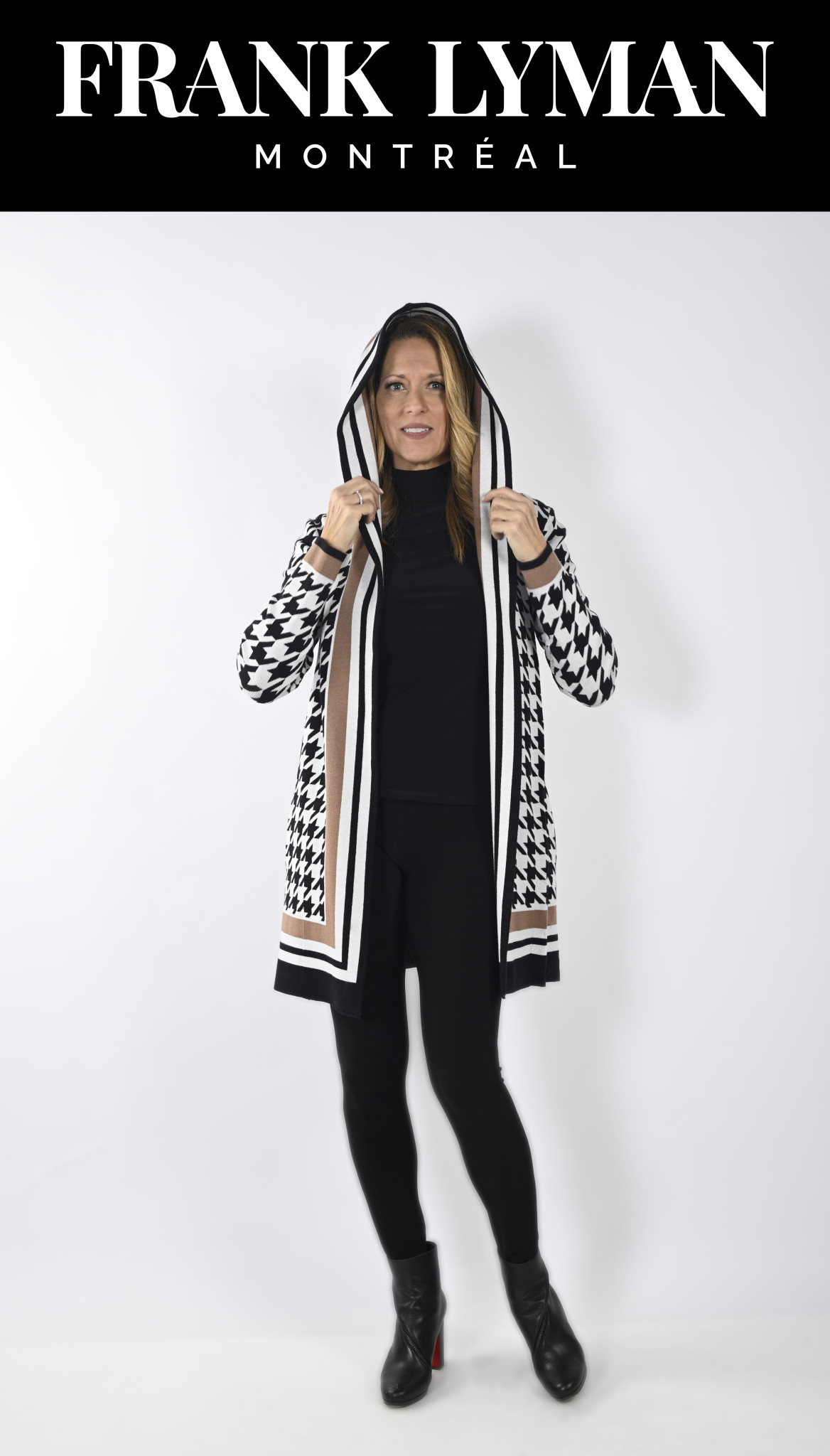 Veste Pied de Poule a Capuche Frank Lyman 233881U Boutique Fashionista et Douceur de Nuit