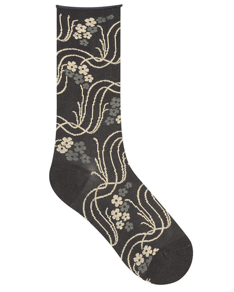 Chaussettes à Motif Fleurs Sauvages Bleu Forêt 6437