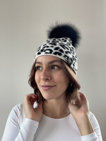 Furlux Bonnet Léopard avec Pompon de Fausse Fourrure Furlux C318