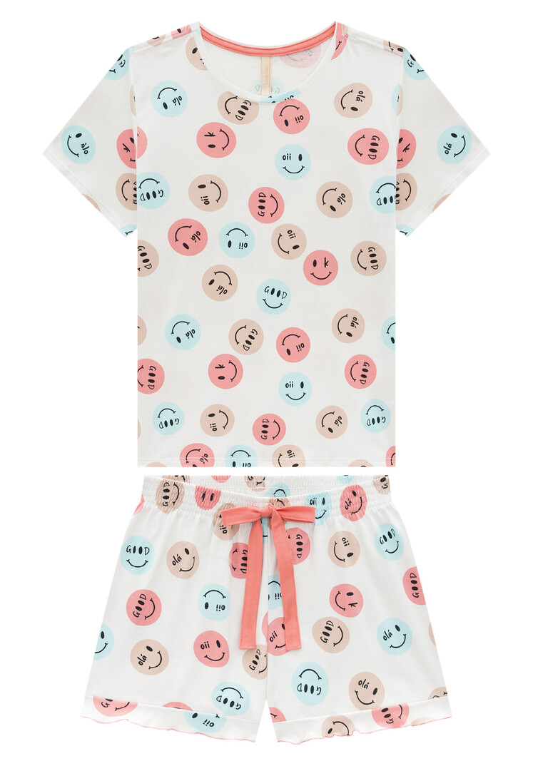 Pyjama 2pcs Smiley Short/T-shirt Lunender 35606