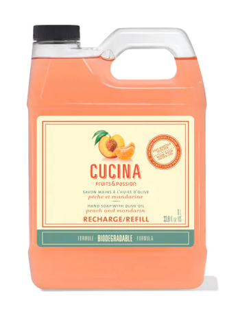 Fruits et Passion Recharge de Savon Mains 1L Cucina Pêche et Mandarine