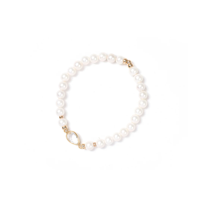 beblue Bracelet Be a Queen Perles de Nacre Blanche 6mm et Or Vermeil 14kt beblue