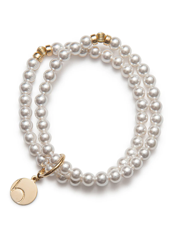 beblue Bracelet Double Be Beautiful Perles de Nacre Blanche 6mm Or Vermeil 14kt beblue