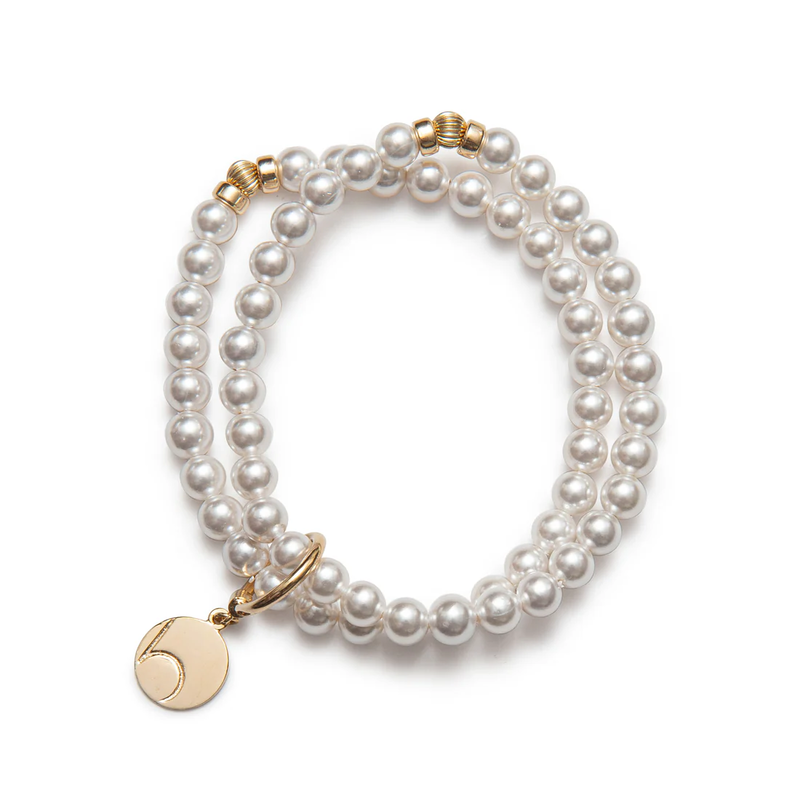 beblue Bracelet Double Be Beautiful Perles de Nacre Blanche 6mm Or Vermeil 14kt beblue