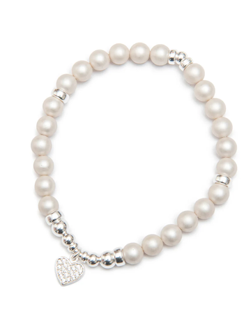 beblue Bracelet Be Precious Perles de Nacre 6mm Argent 925 Breloque Coeur beblue